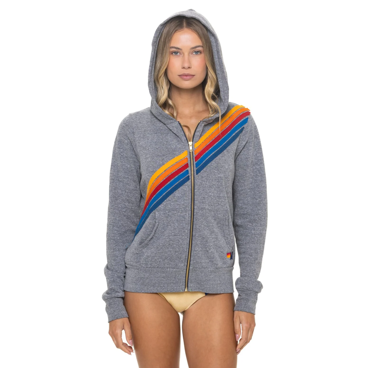 Avaitor Nation Womens Disco Zip Hoodie-Heather Grey