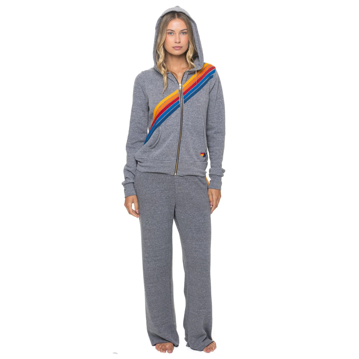 Avaitor Nation Womens Disco Zip Hoodie-Heather Grey
