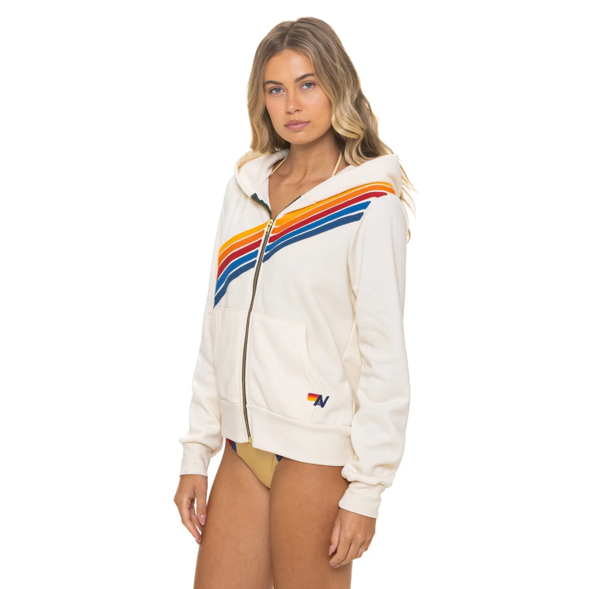 Avaitor Nation Womens Disco Zip Hoodie-Vintage White