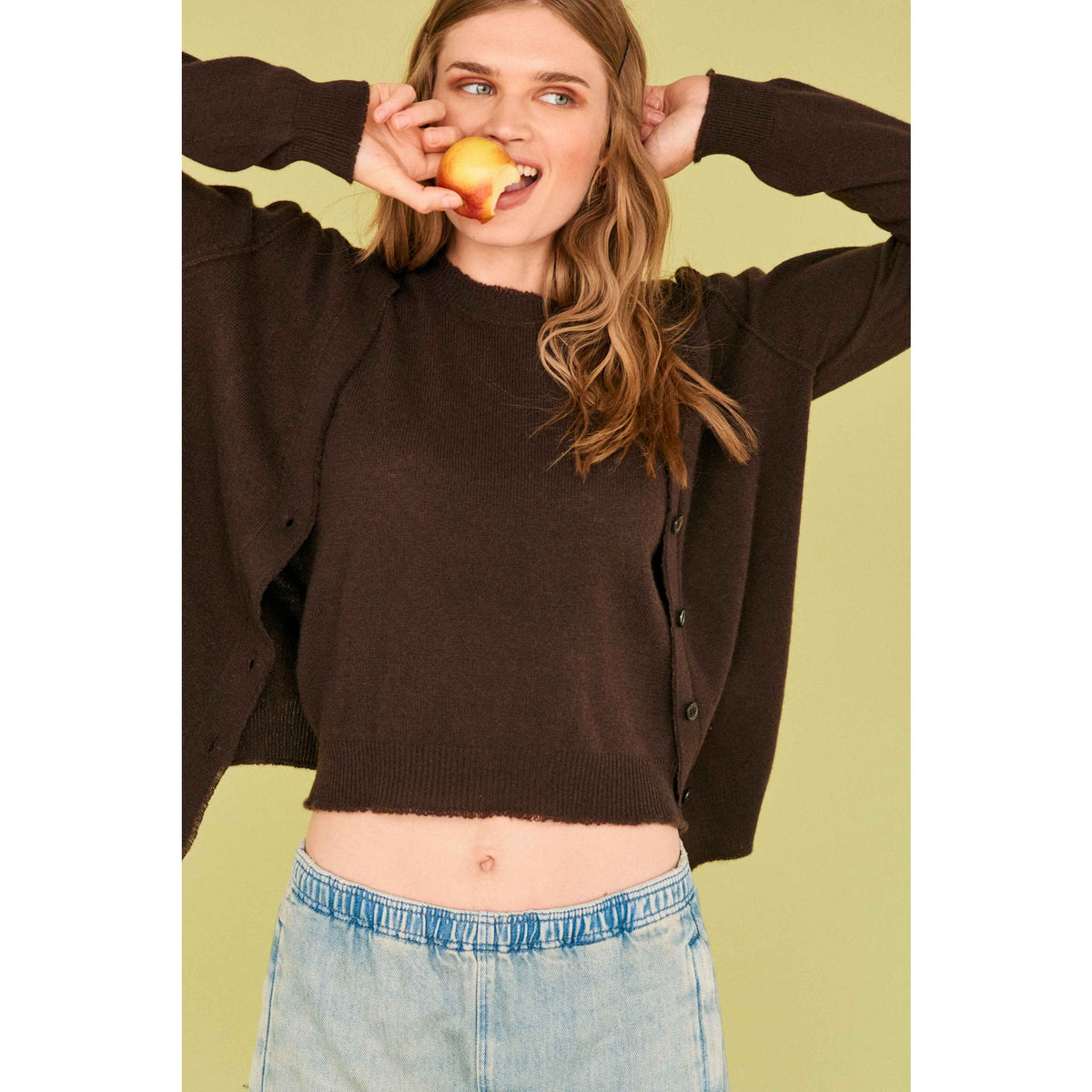 Jumper1234 Womens Distressed Vee Cardigan