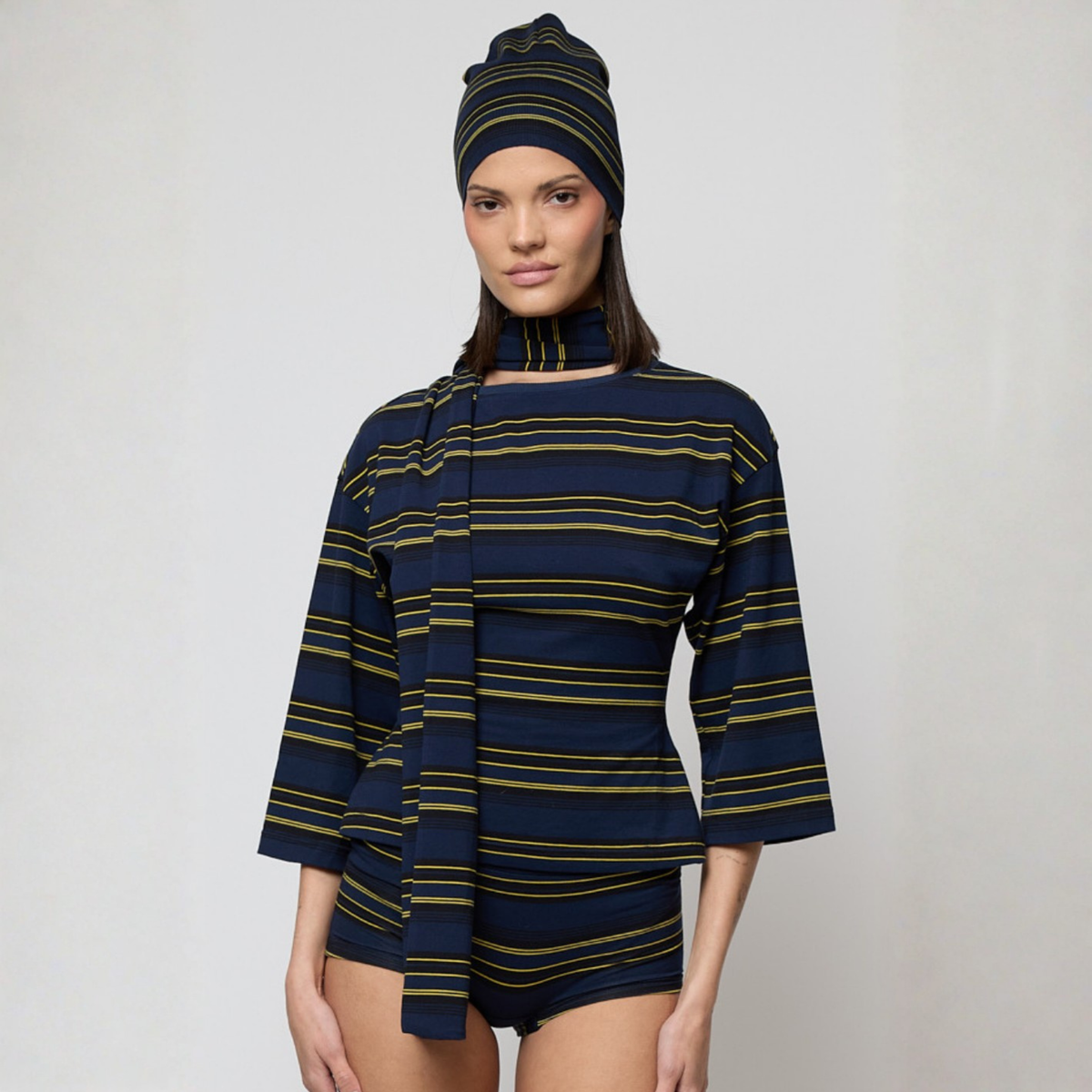Eb Denim Womens Douglas Top-Navy Moss Stripe