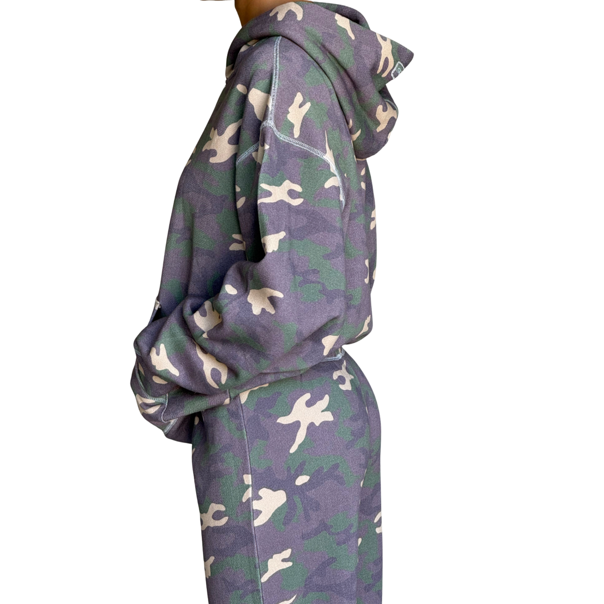 Frankies Bikinis Womens Drew Terry Zip Up Hoodie-Classic Camo