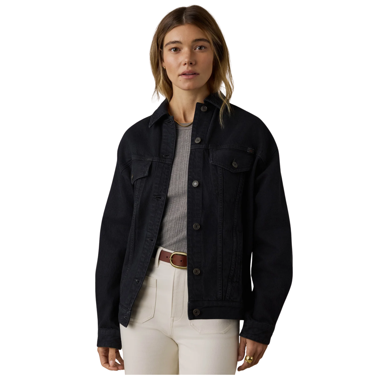 Faherty Womens Driftwood Denim Jacket-Washed Black