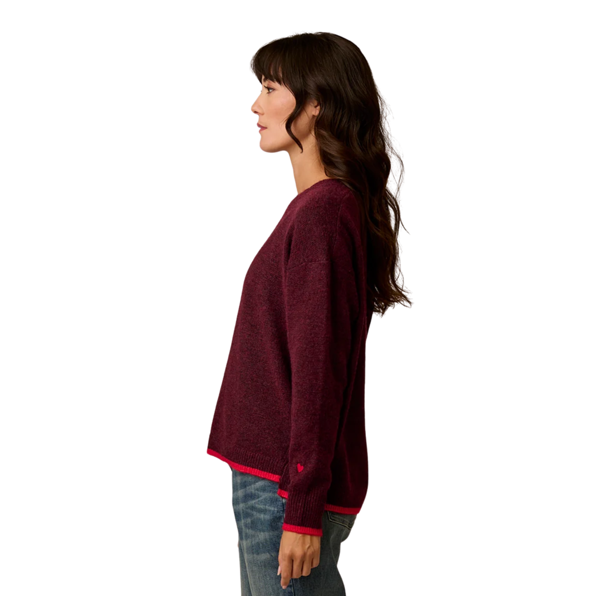 Carve Designs Womens Drue Fuzzy Sweater-Deep Rouge