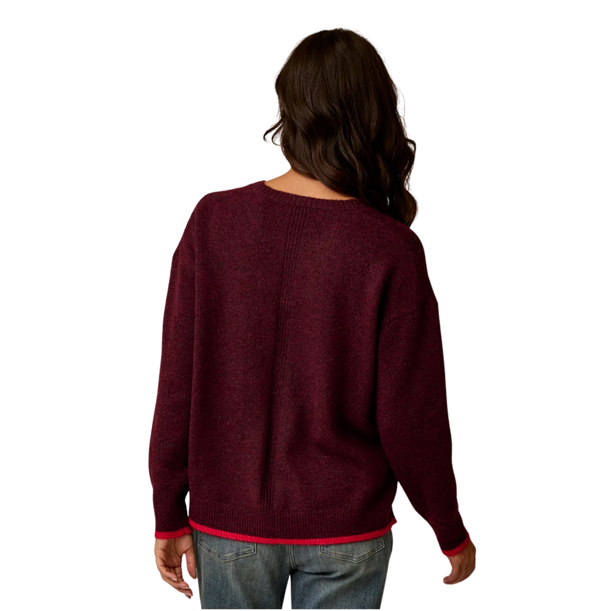 Carve Designs Womens Drue Fuzzy Sweater-Deep Rouge