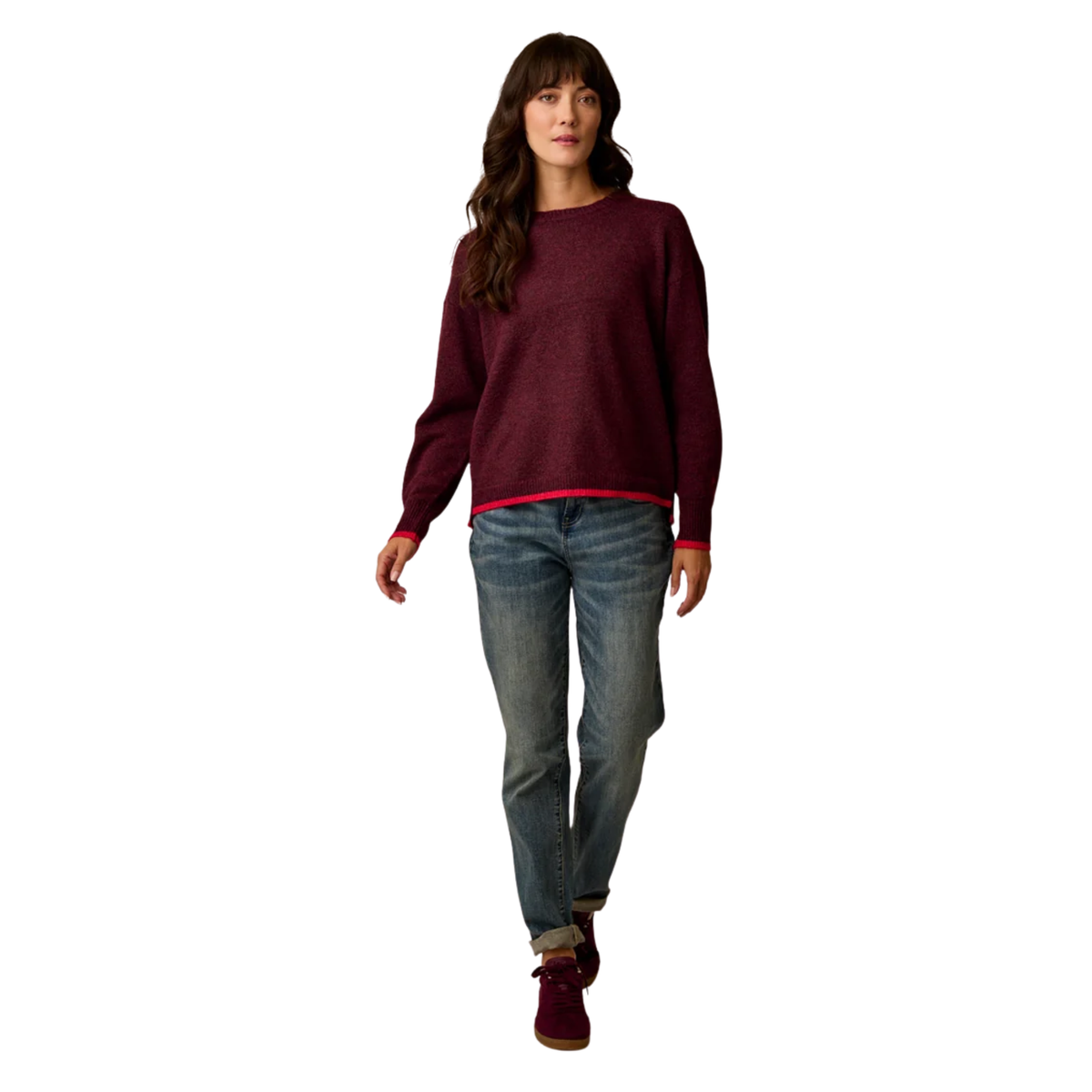 Carve Designs Womens Drue Fuzzy Sweater-Deep Rouge