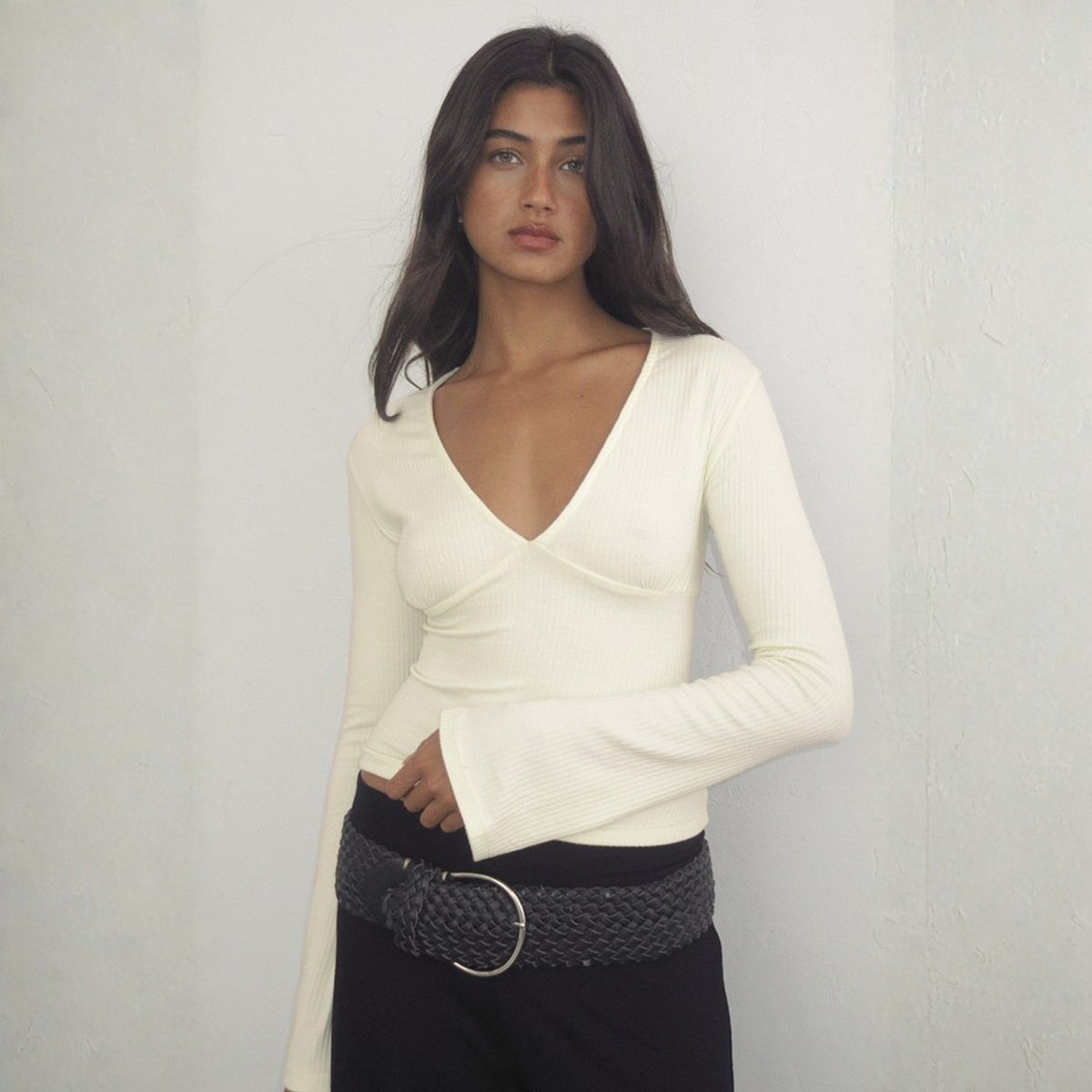 Motel Rocks Womens Emesy Top in Thick Rib Off White-Thick Rib Off White