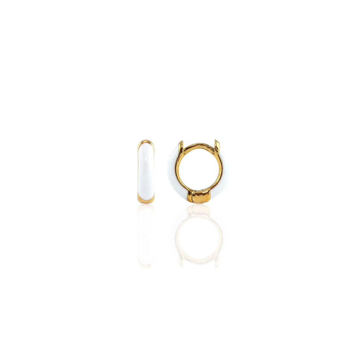Kris Nations Womens Enamel Huggie Hoop Earrings - 18K Gold Vermeil / Peri