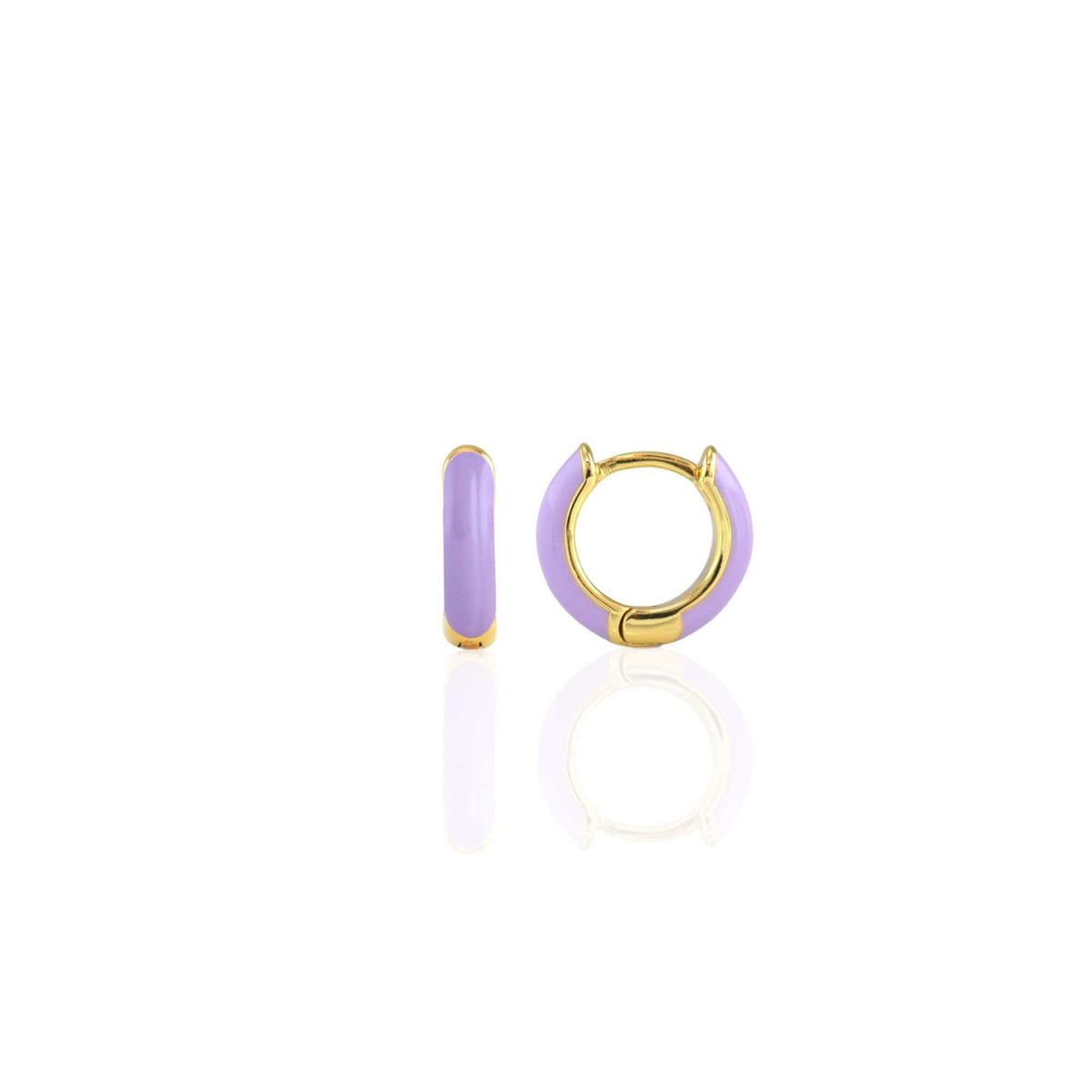 Kris Nations Womens Enamel Huggie Hoop Earrings - 18K Gold Vermeil / Peri