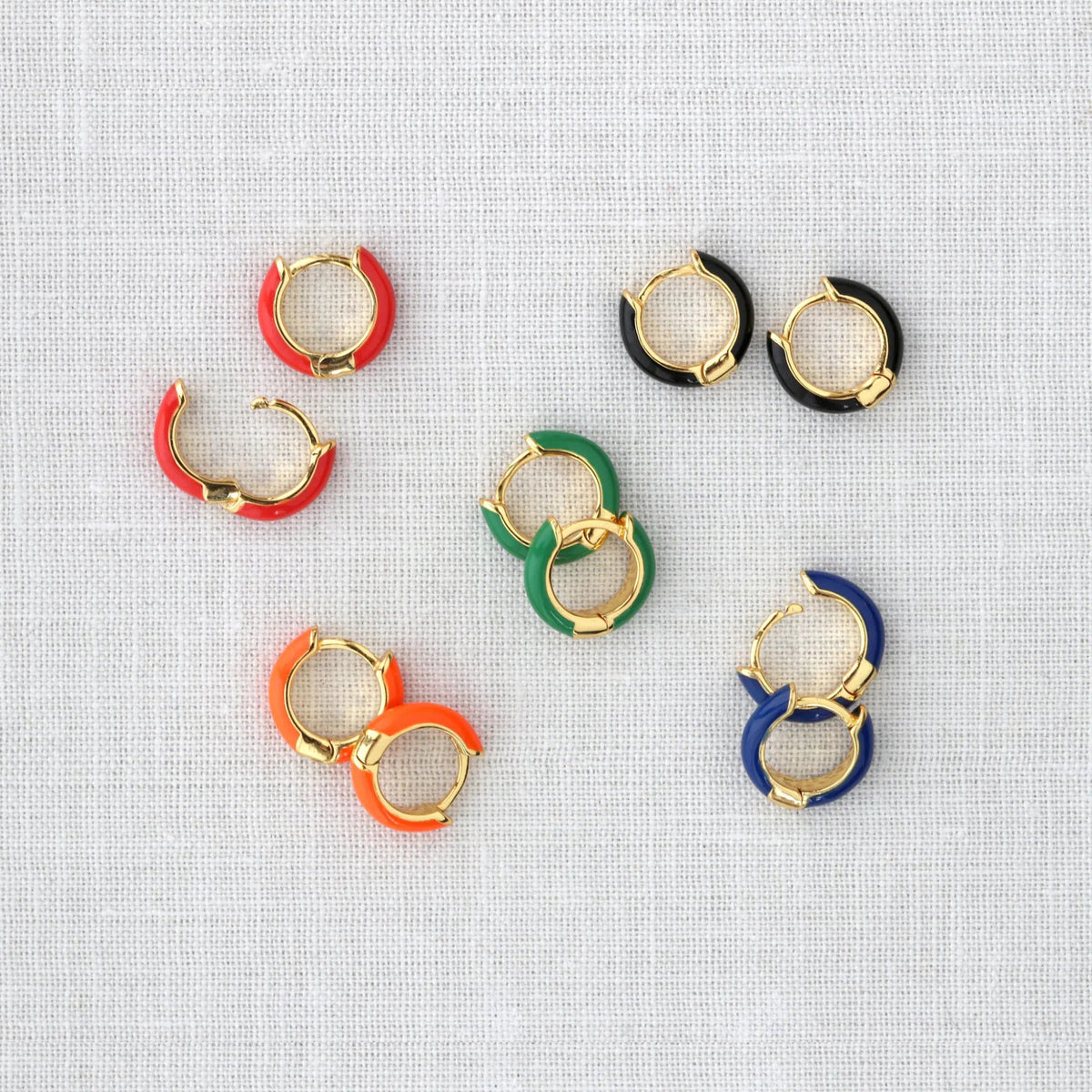 Kris Nations Womens Enamel Huggie Hoop Earrings - 18K Gold Vermeil / Peri