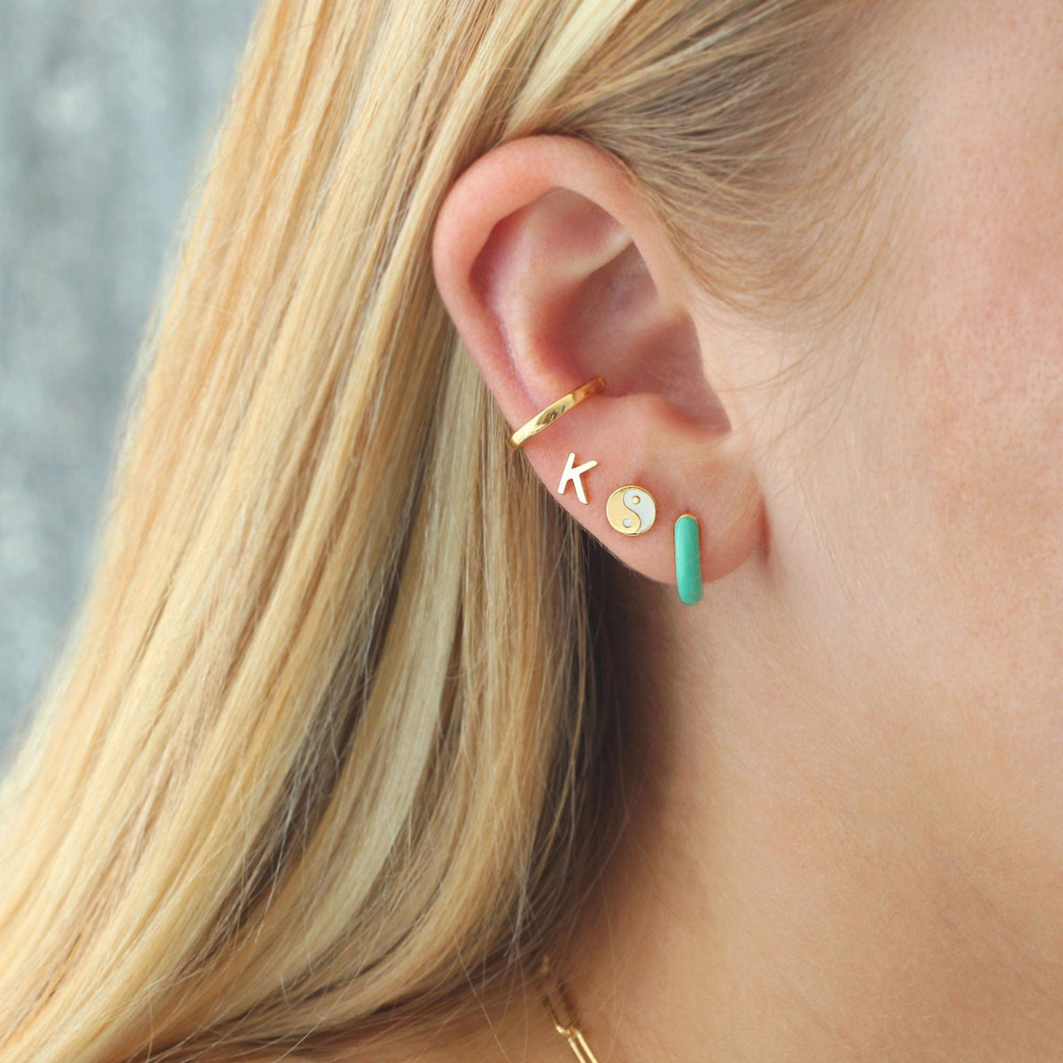 Kris Nations Womens Enamel Huggie Hoop Earrings - 18K Gold Vermeil / Peri