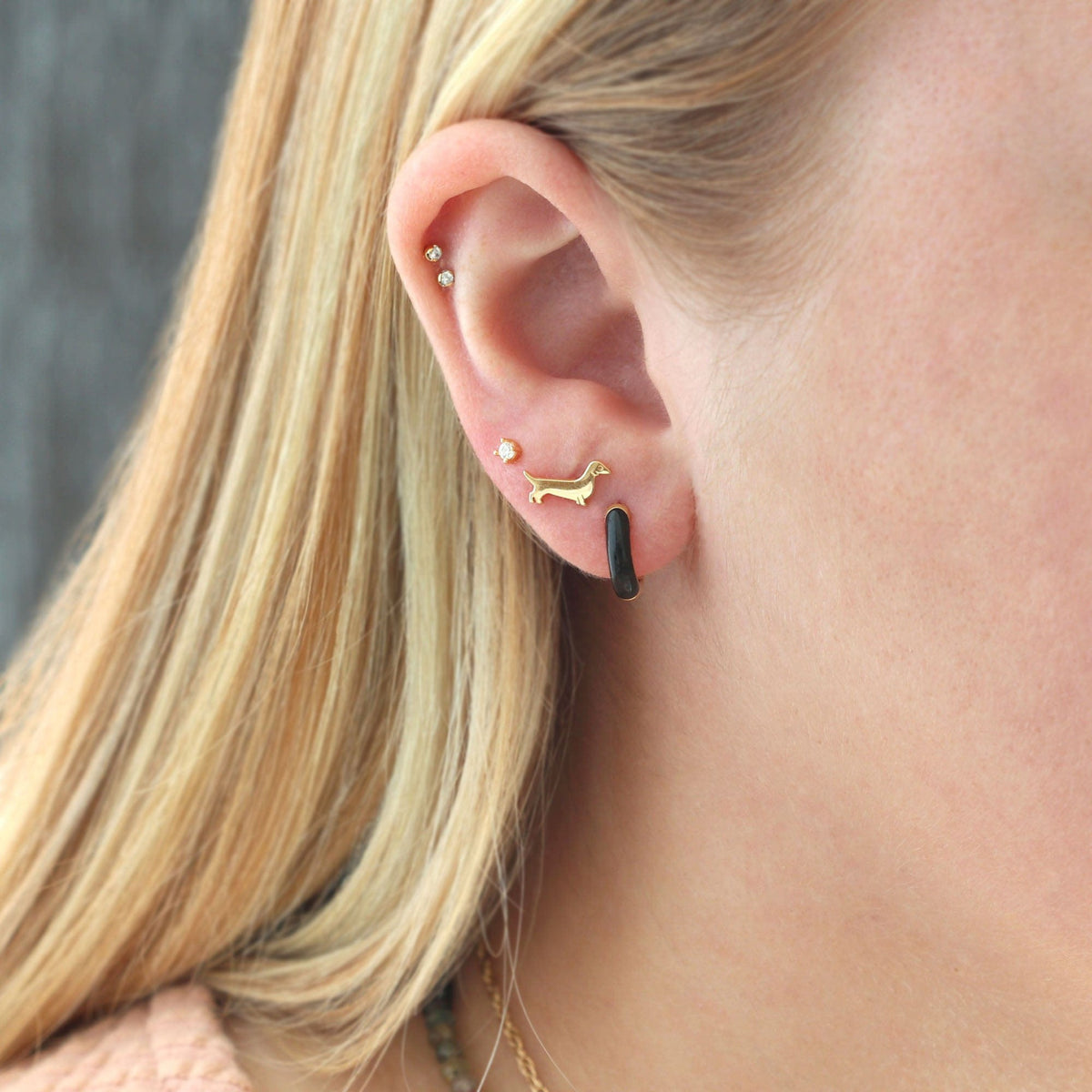 Kris Nations Womens Enamel Huggie Hoop Earrings - 18K Gold Vermeil / Peri