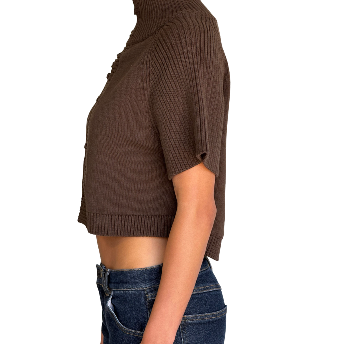 Frankies Bikinis Womens Everett Cotton Knit Cape-Chocolate Brown
