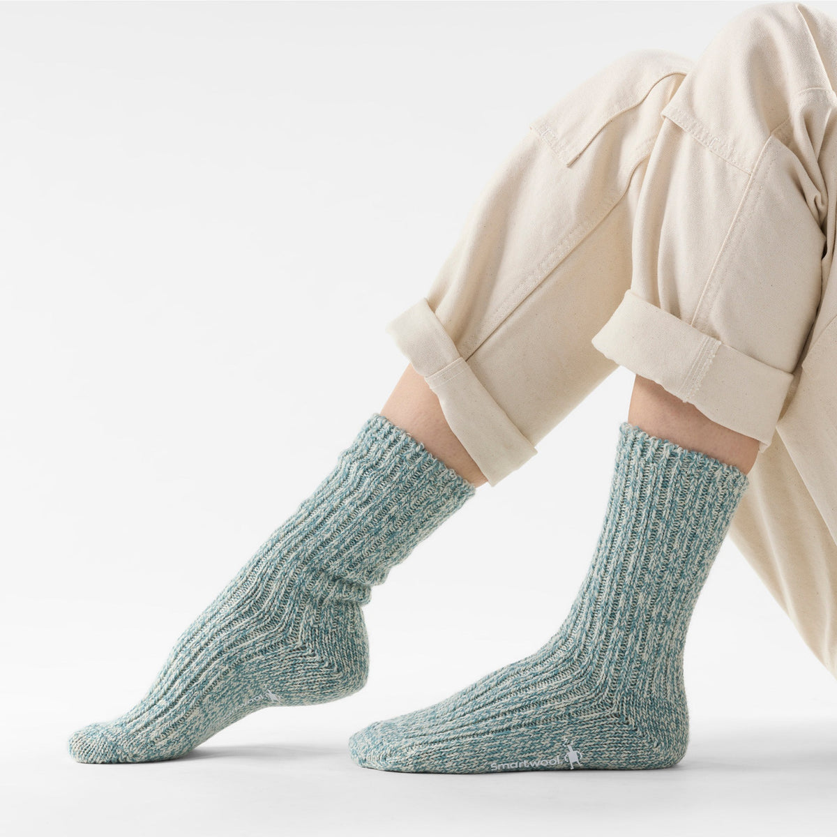 Smartwool Womens Everyday Cozy Heritage Rib Crew Socks - Dusty Teal