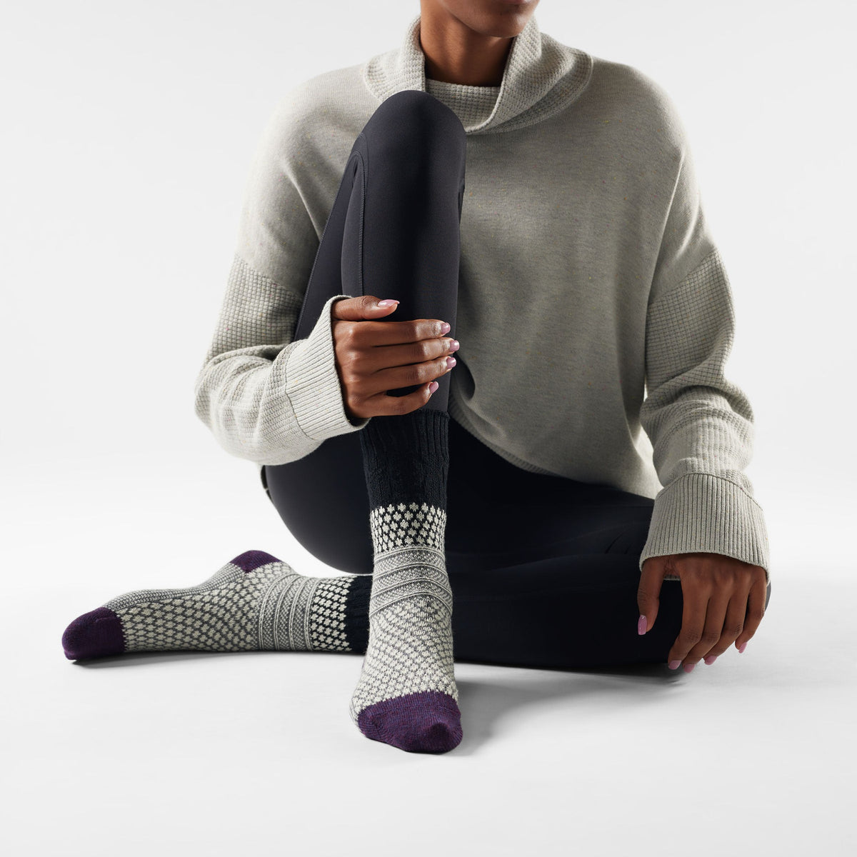 Smartwool Womens Everyday Popcorn Cable Crew Socks - Black