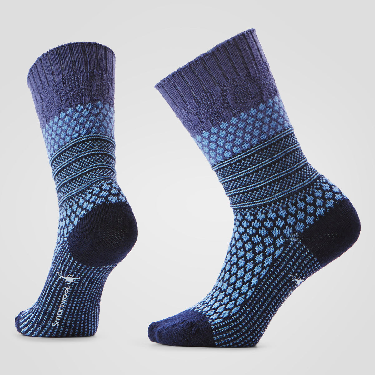 Smartwool Womens Everyday Popcorn Cable Crew Socks - N75_Serene Blue