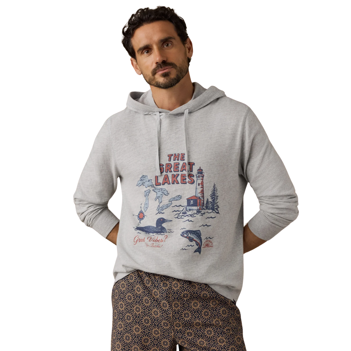 Faherty Womens Faherty x Parks Project Great Lakes Sunwashed Slub Hoodie-Light Grey Heather
