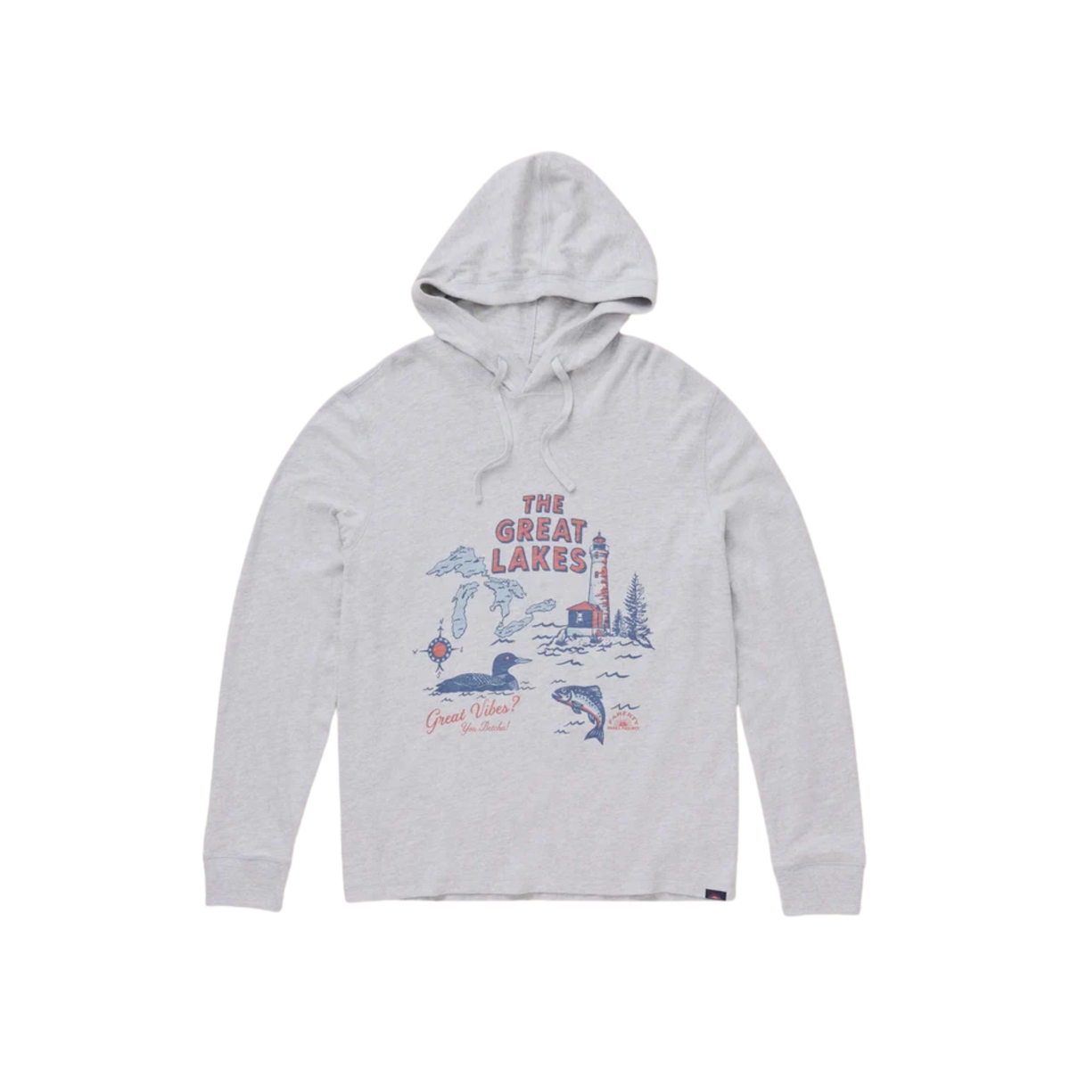 Faherty Womens Faherty x Parks Project Great Lakes Sunwashed Slub Hoodie-Light Grey Heather