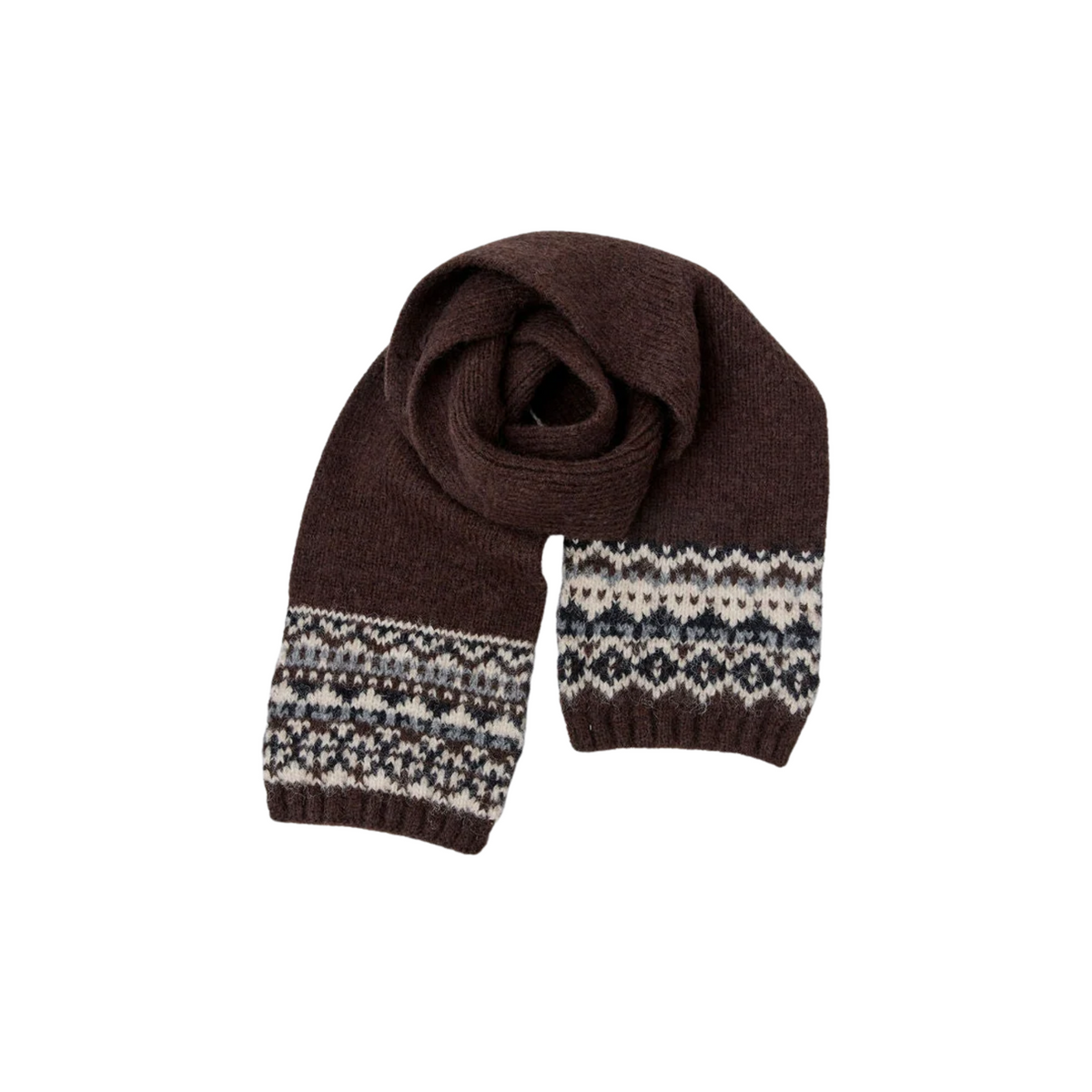 Hat Attack Womens Fair Isle Knit Scarf-Chocolate Combo 
