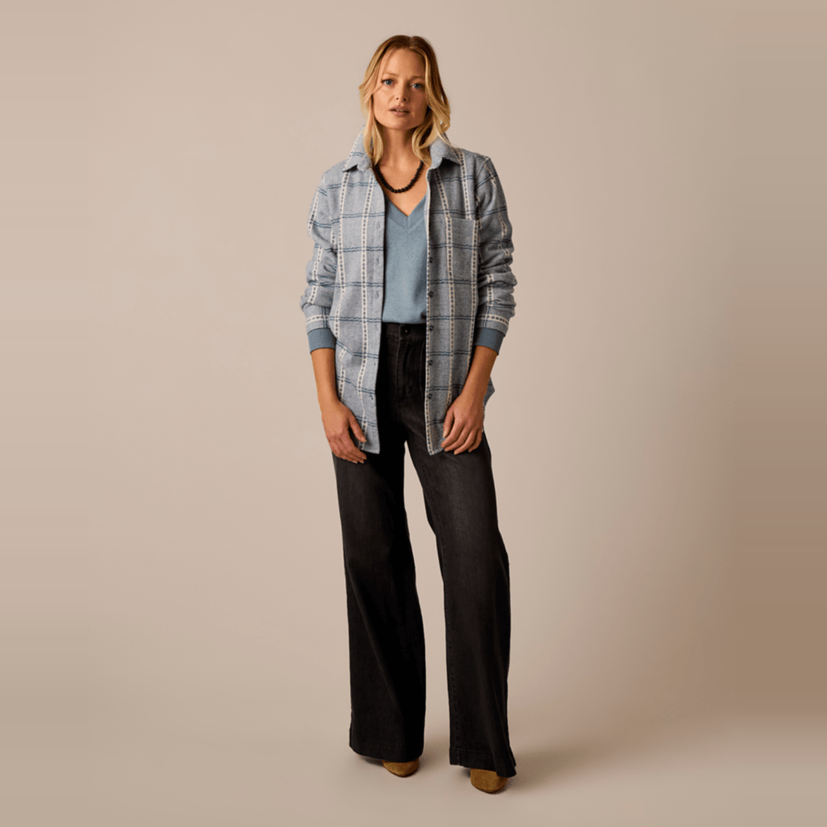 Carve Designs Womens Fairbanks Supersoft Shirt - 442_Blue Mirage Dobby Plaid