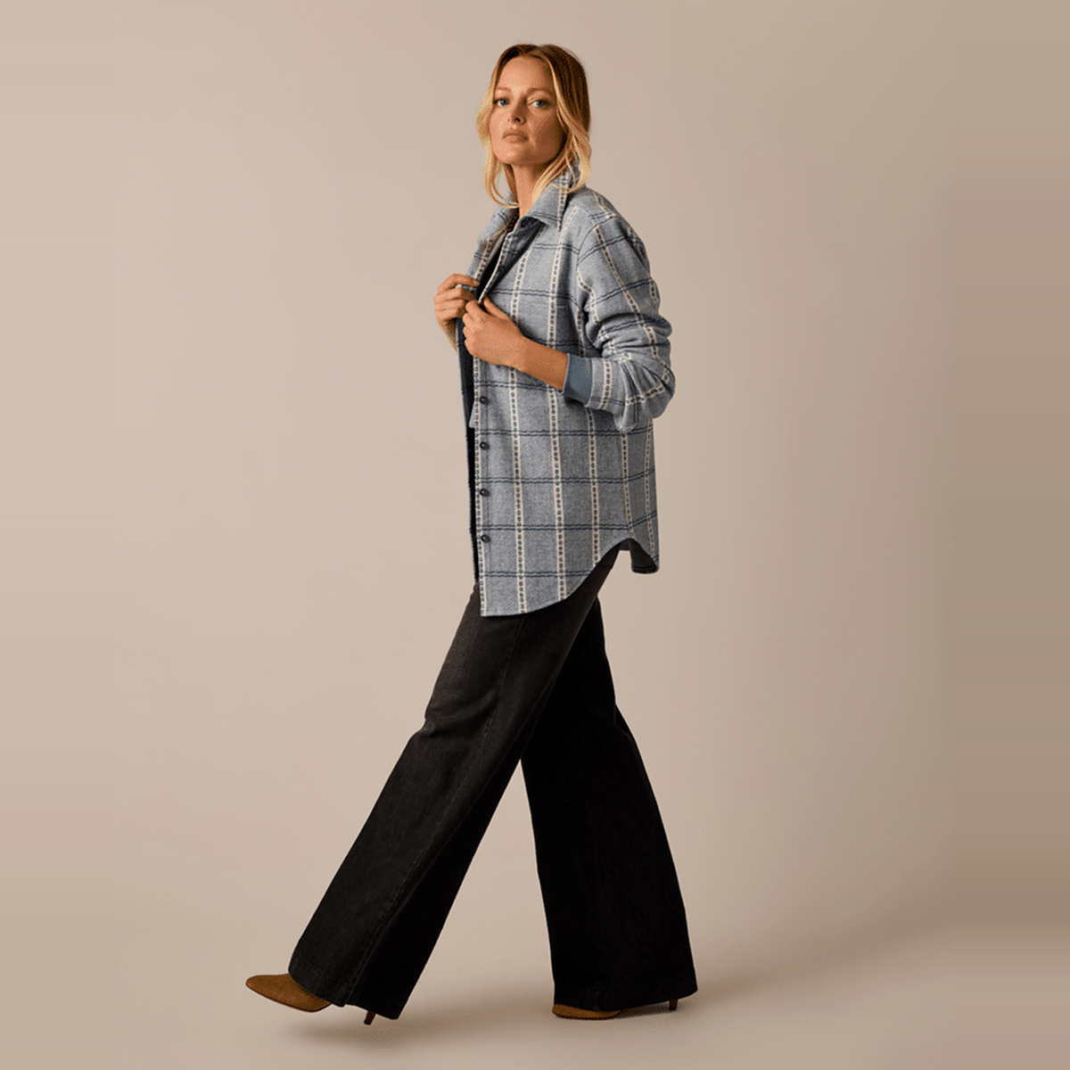 Carve Designs Womens Fairbanks Supersoft Shirt - 442_Blue Mirage Dobby Plaid
