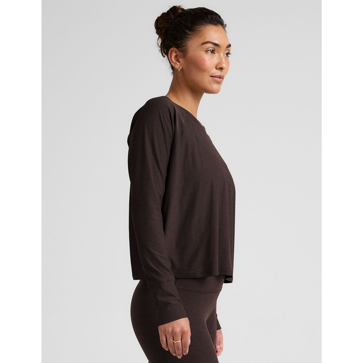 Beyond Yoga Womens Featherweight Daydreamer Pullover - Dark Chocolate Heather