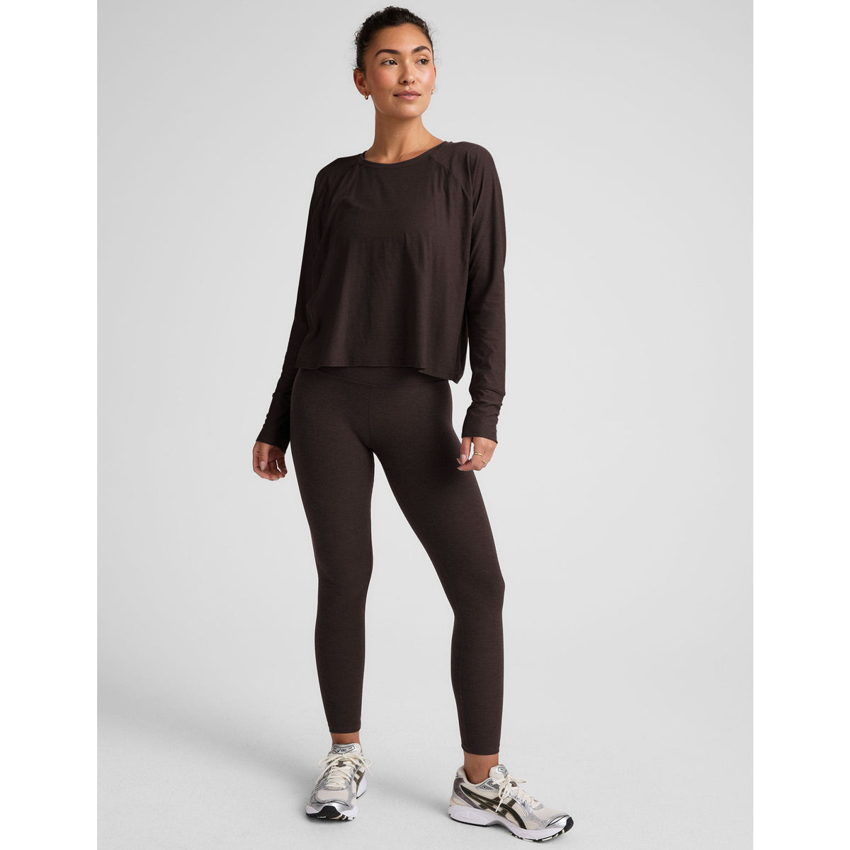 Beyond Yoga Womens Featherweight Daydreamer Pullover - Dark Chocolate Heather
