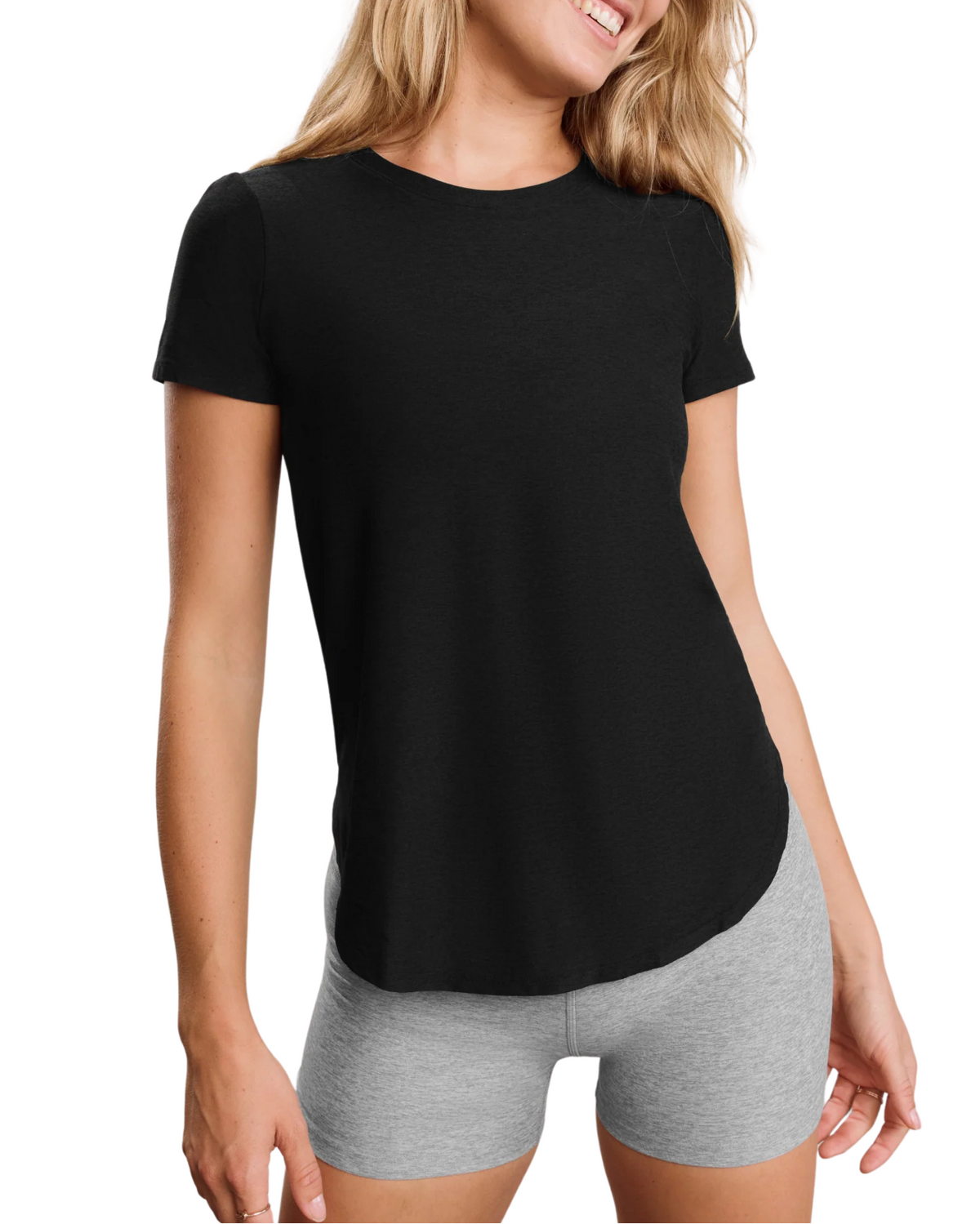 Beyond Yoga Womens Featherweight On The Down Low Tee-Darkest Night By