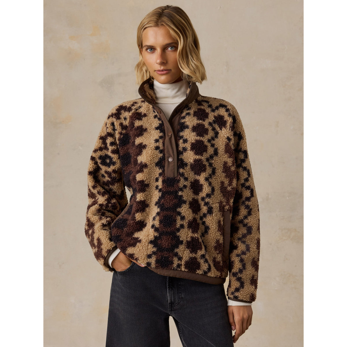 Faherty Womens Fireside Fleece Pullover - Sandy Lights