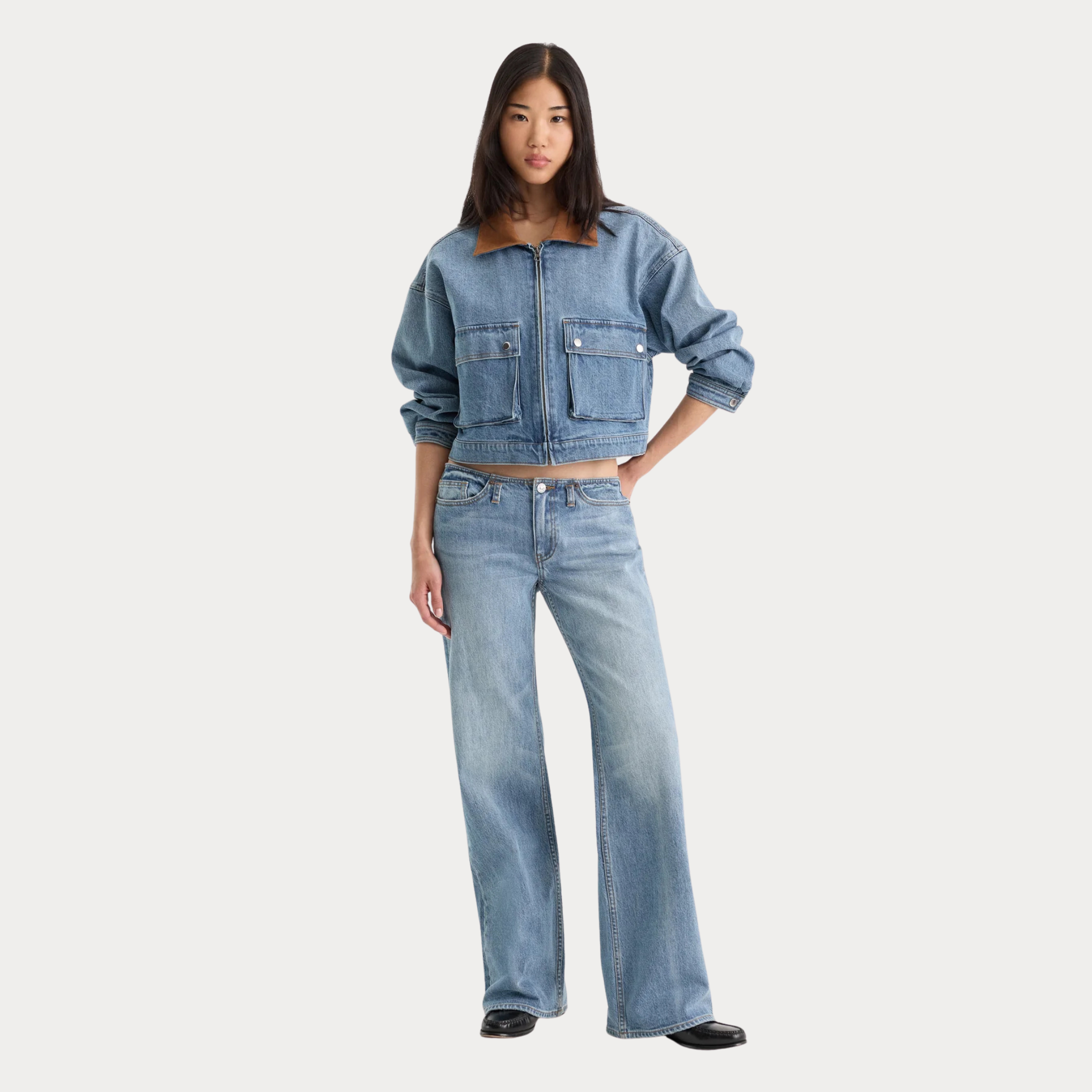 Good American Womens Ghost Waist Low Loose-Indigo1320