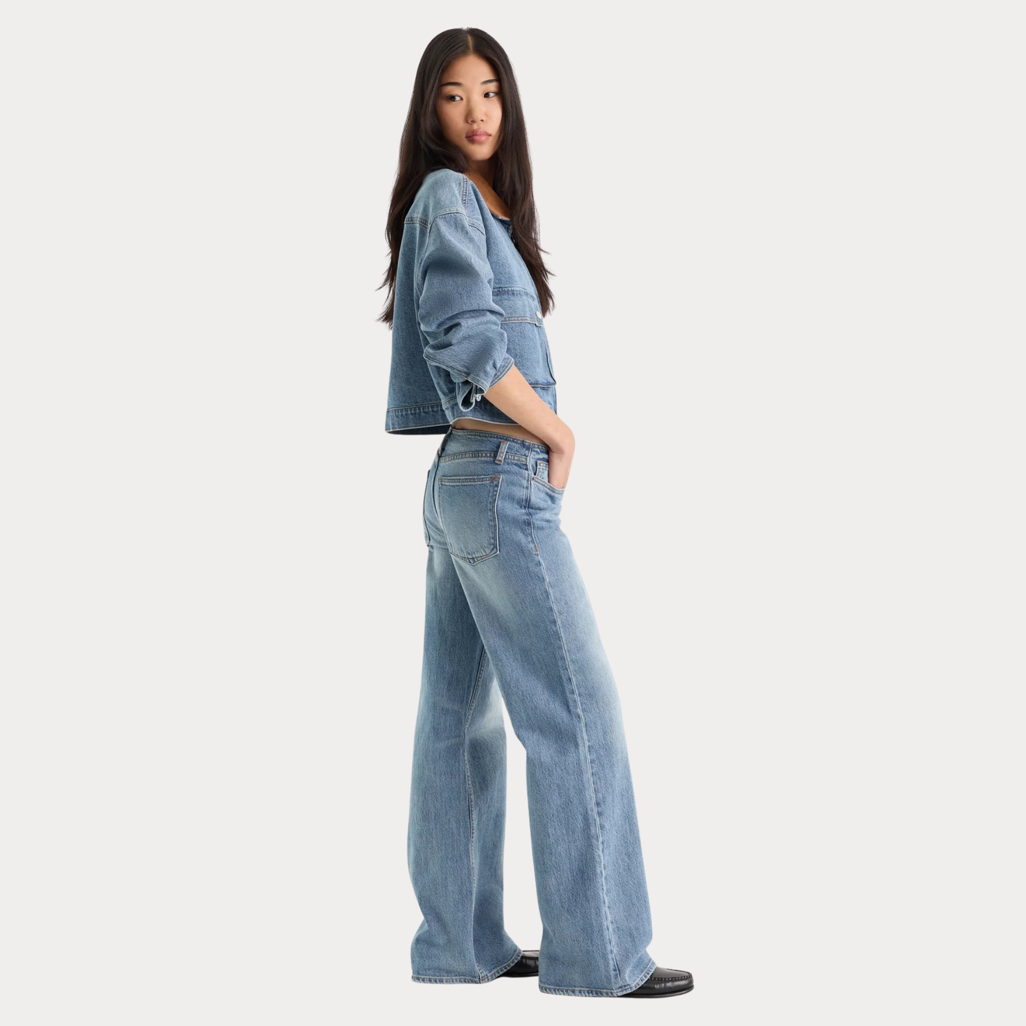 Good American Womens Ghost Waist Low Loose-Indigo1320