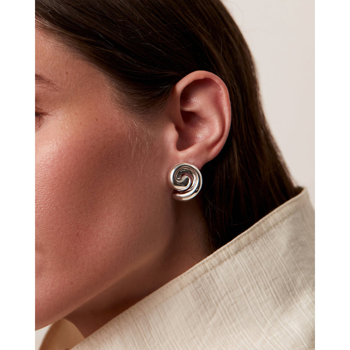 Jenny Bird Womens Gio Earrings in High Polish Silver - Silver