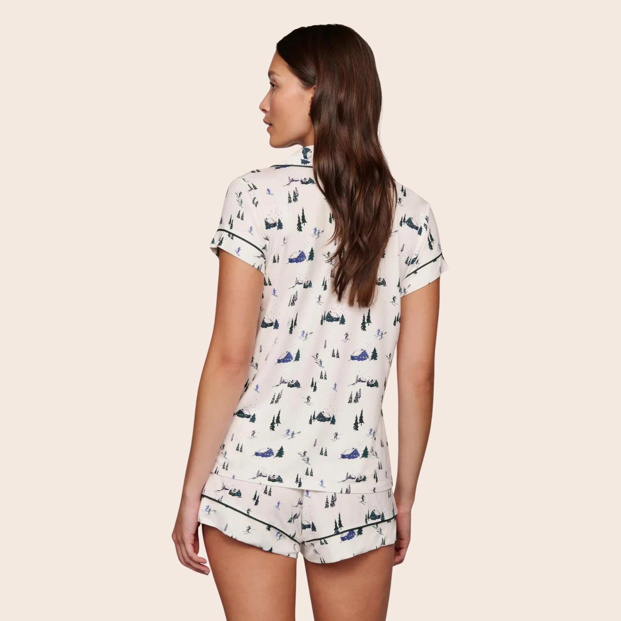 Eberjey Womens Gisele Printed Shortie Set - Little Heart Sorbet Pink / Black