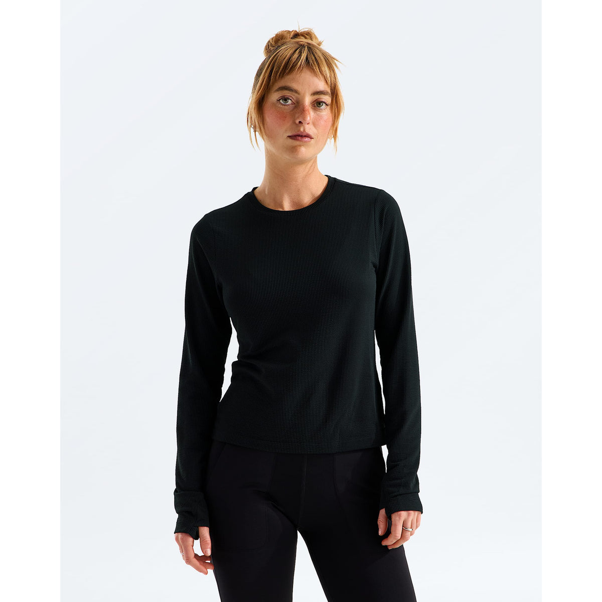 The North Face Womens Golden Ridge Ribbed Long-Sleeve Tee - TNF Black