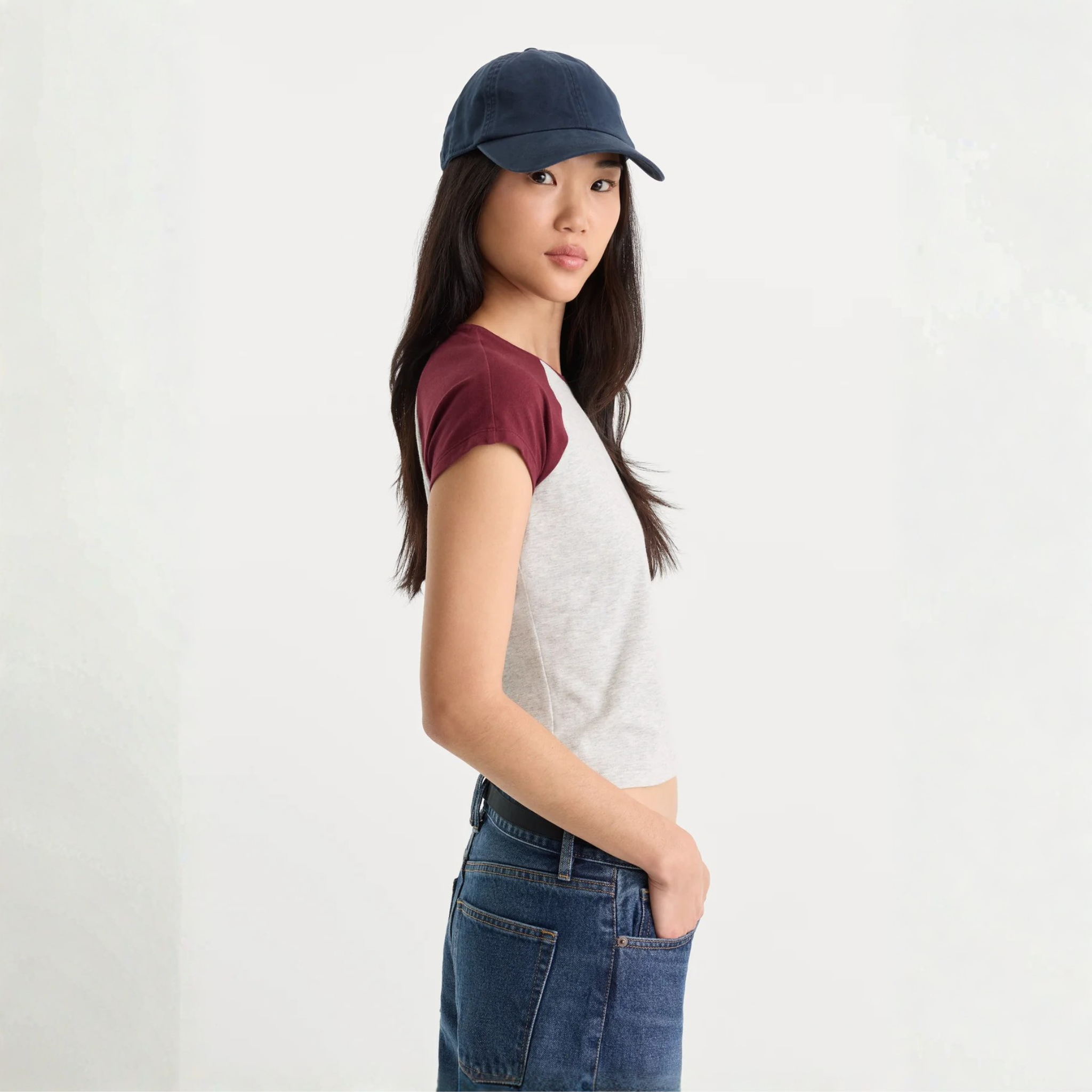 Good American Womens Good American The Raglan Tee-Vintage Grey