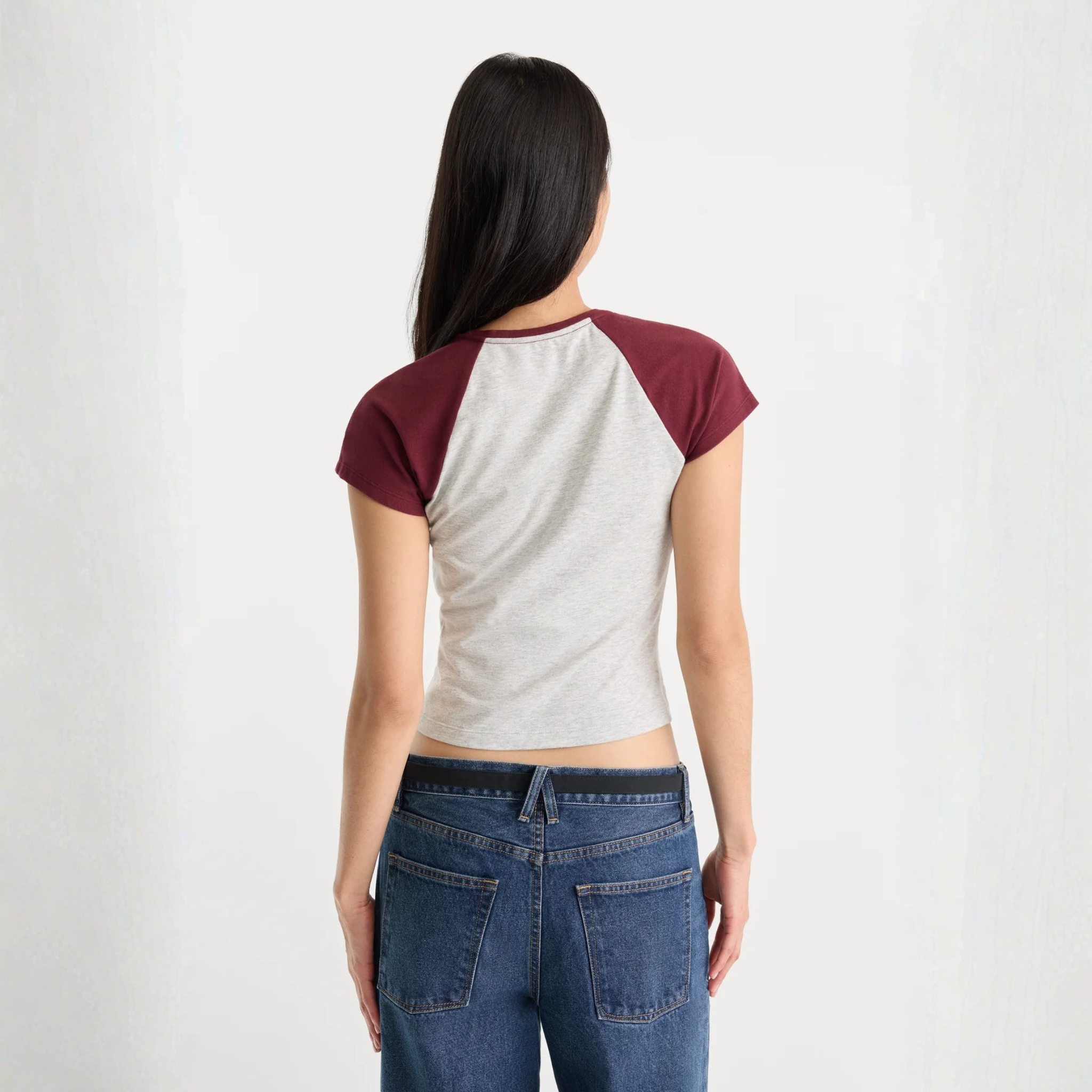 Good American Womens Good American The Raglan Tee-Vintage Grey