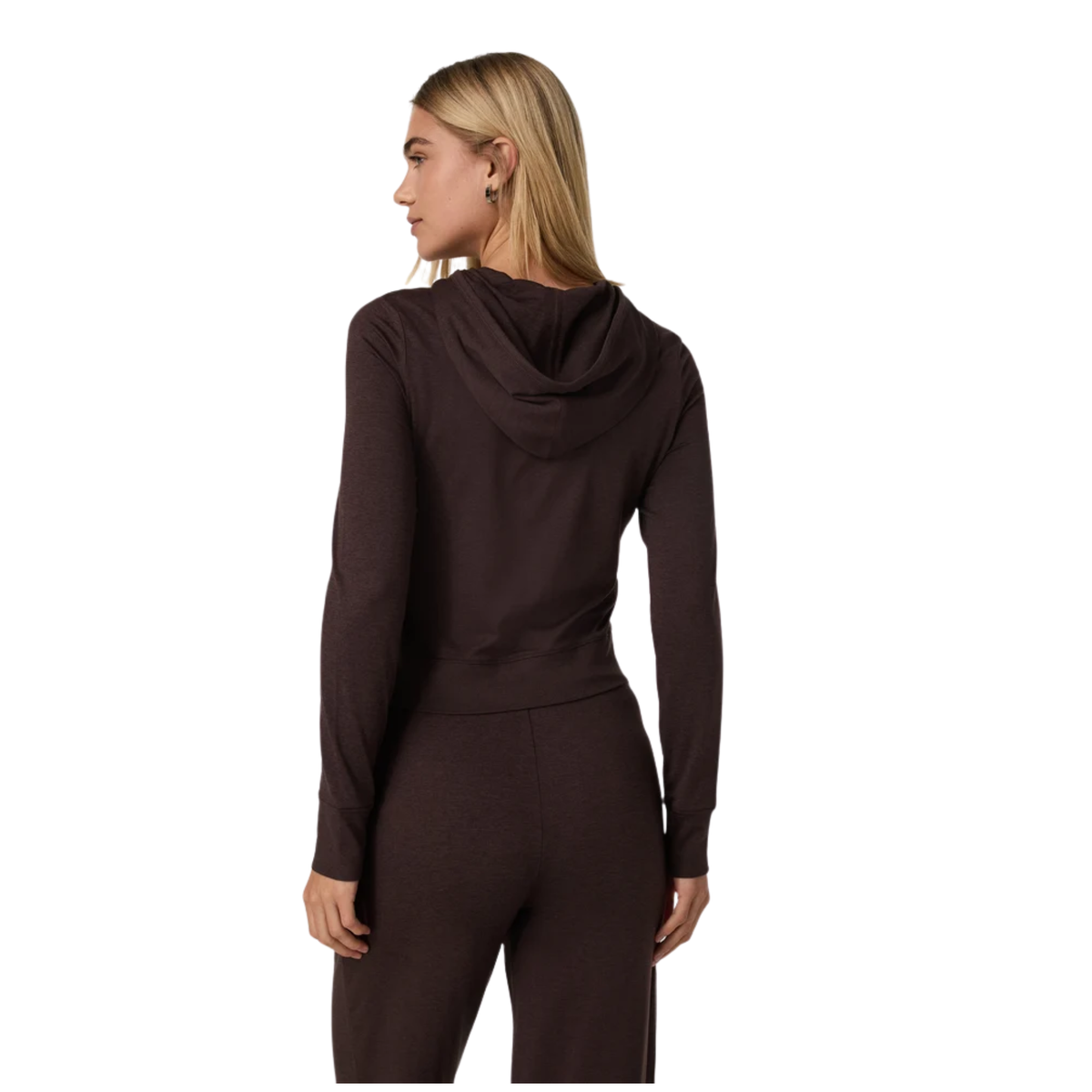 Vuori Womens Halo Mini FZ Hoodie- Java Heather