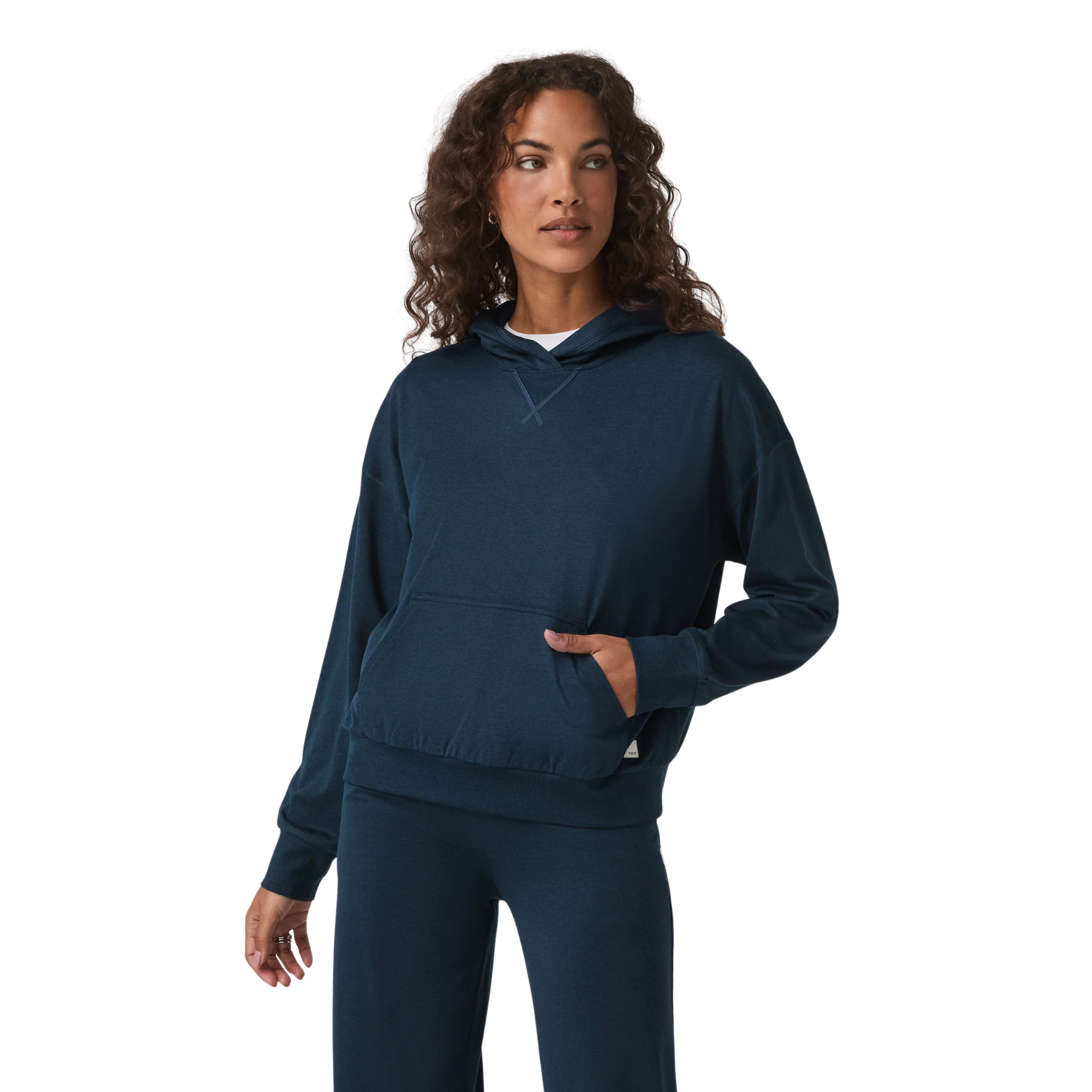 Vuori Womens Halo Modern Pullover Hoodie_Blue Coast Heather