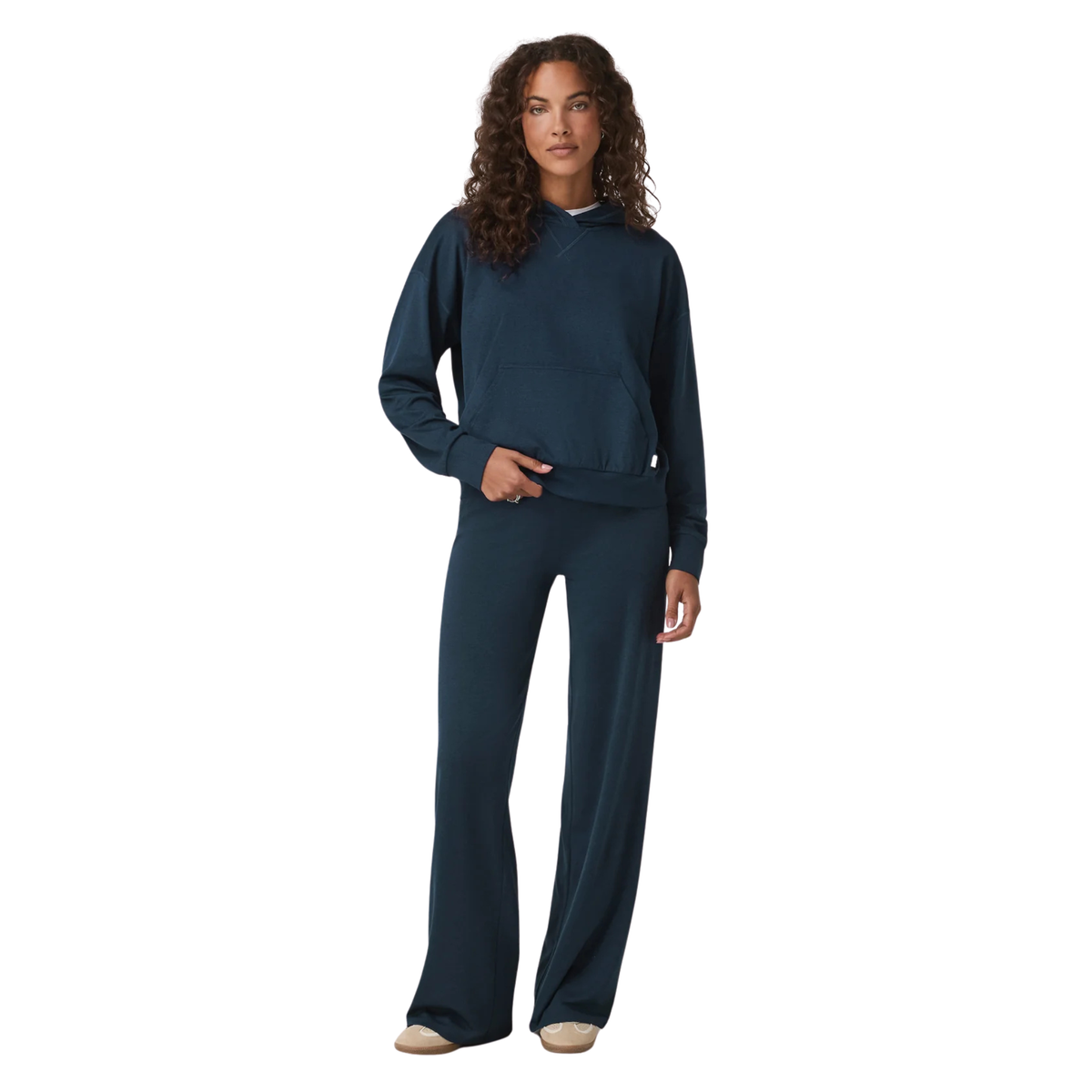 Vuori Womens Halo Modern Pullover Hoodie_Blue Coast Heather