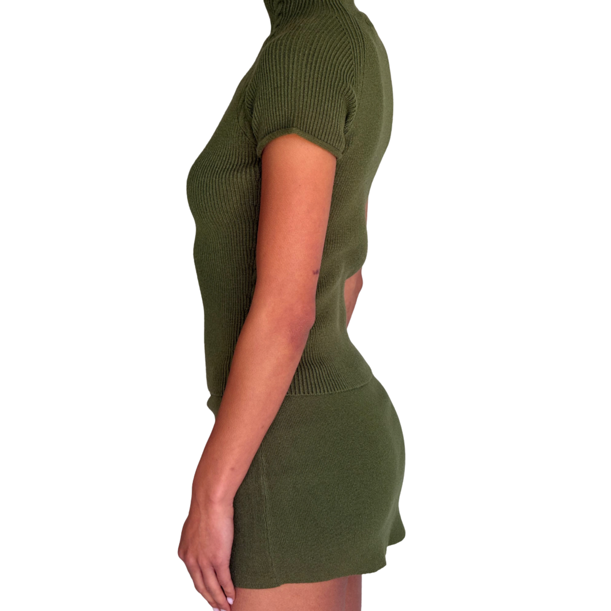 Frankies Bikinis Womens Harmony Cloud Knit Mock Neck Tee-Alpine
