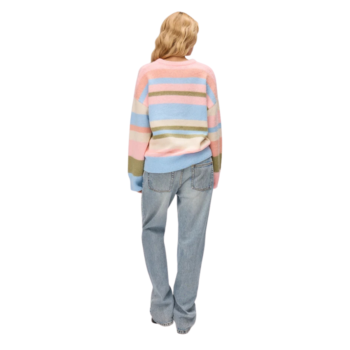 Guizio Womens Hawley Oversized Stripe Jumper-Peach Multi 452