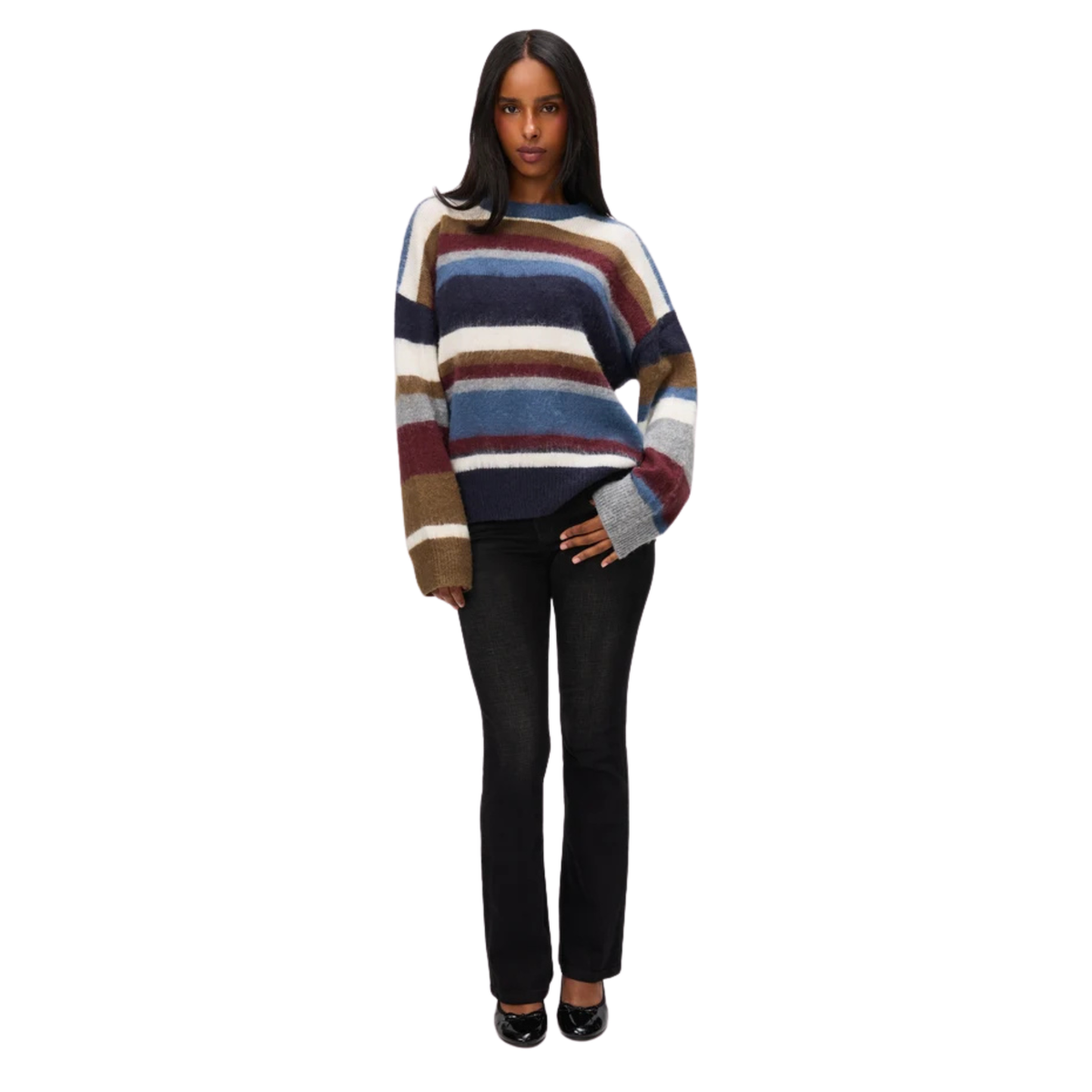 Guizio Womens Hawley Oversized Stripe Jumper-Blue Multi 400