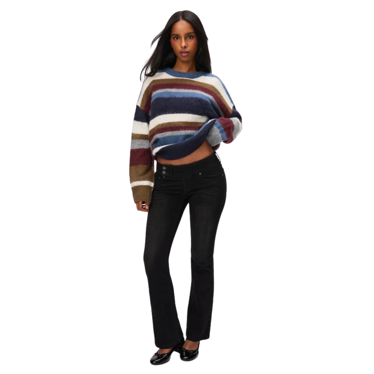 Guizio Womens Hawley Oversized Stripe Jumper-Blue Multi 400