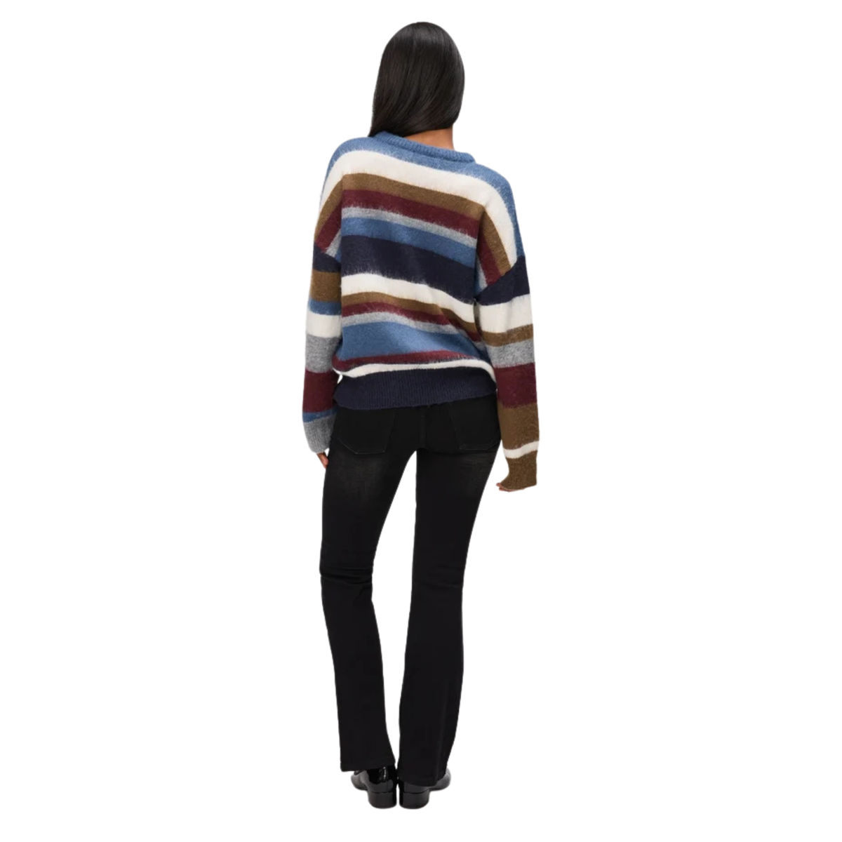 Guizio Womens Hawley Oversized Stripe Jumper-Blue Multi 400