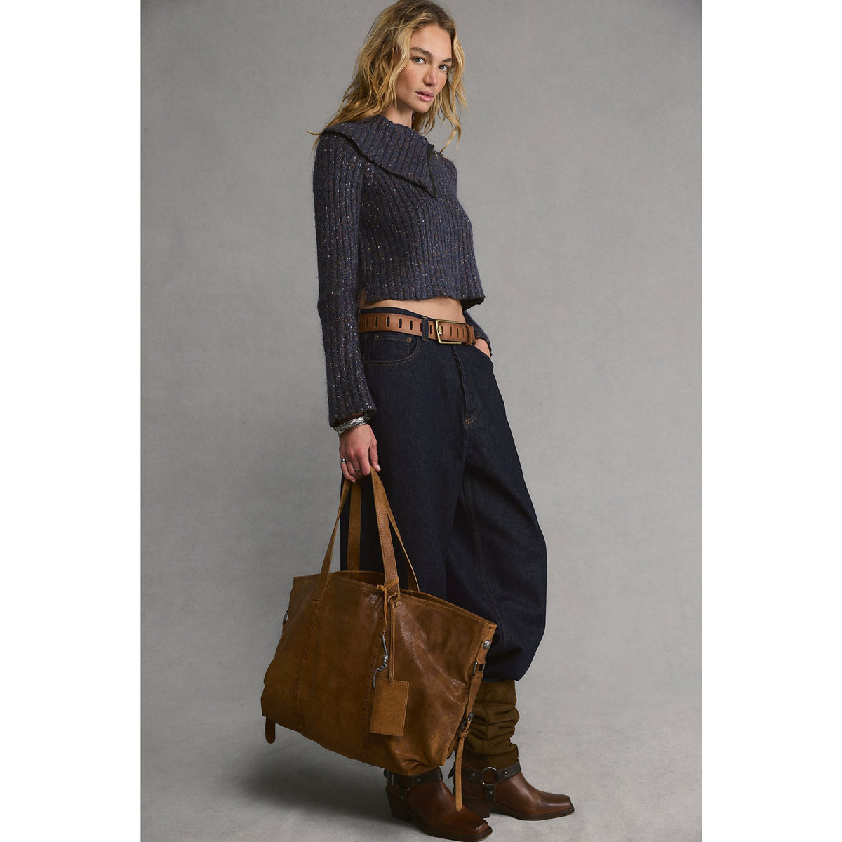 Free People Womens Hollis Tote - Cognac