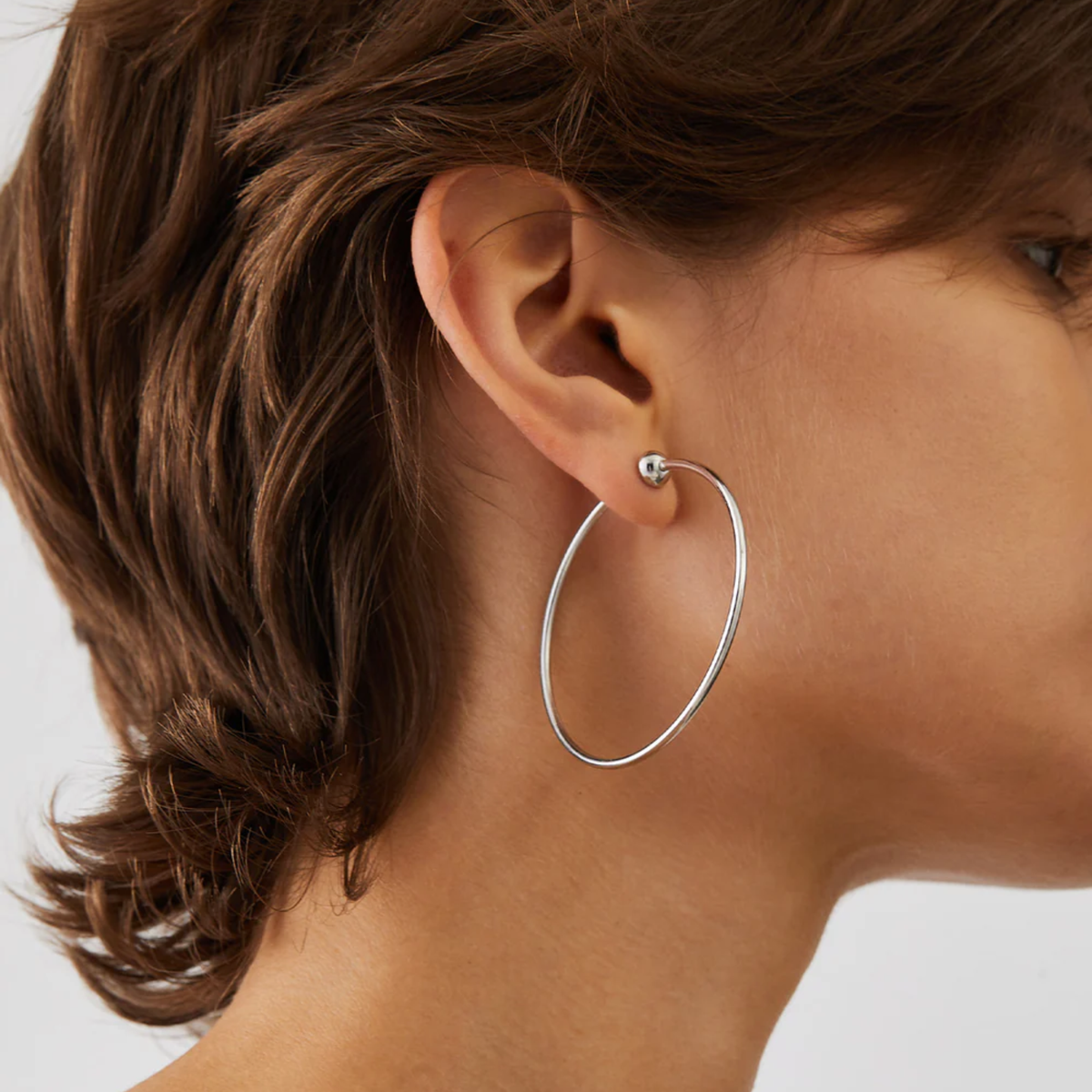 Jenny Bird Womens Icon Hoops Medium in Rhodium-Rhodium