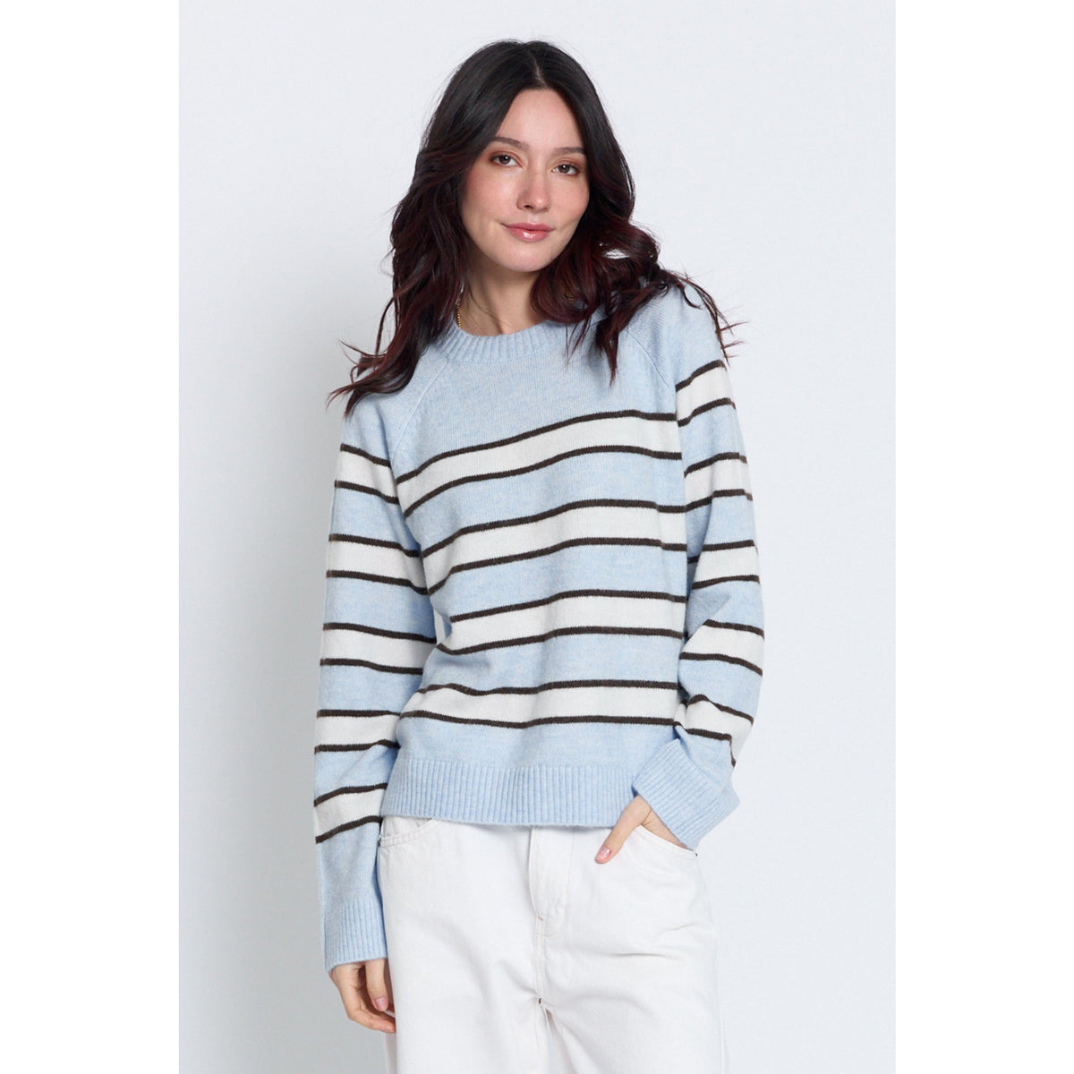 Central Park West Womens Isla Striped Oversized Raglan