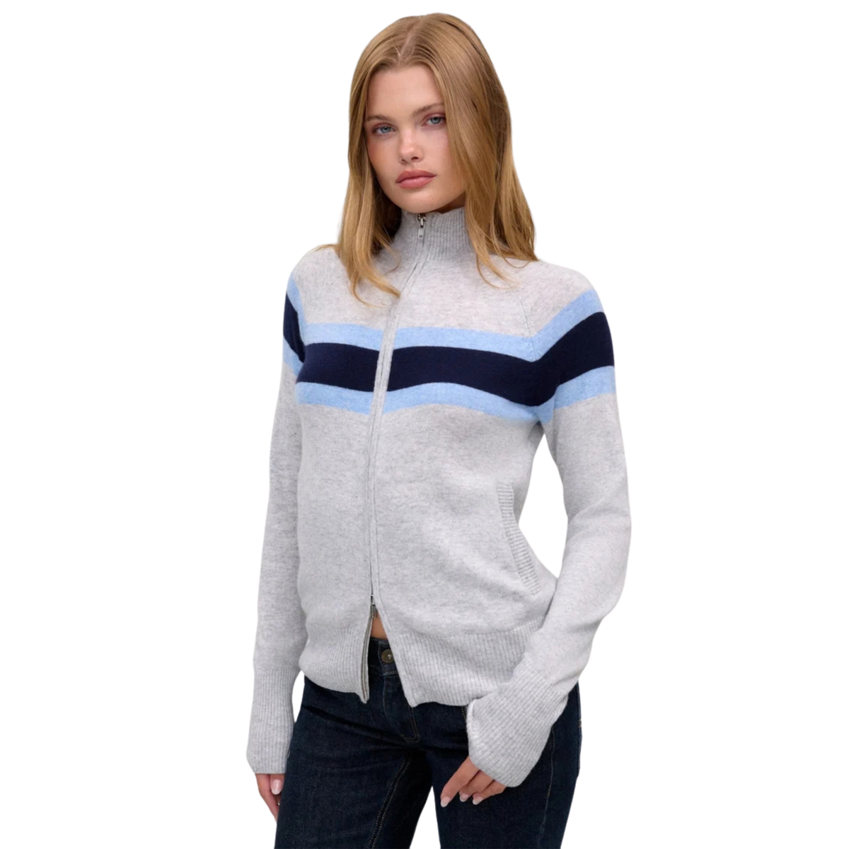 Frankies Bikinis Womens Kingston Cashmere Knit Zip Up-Notebook