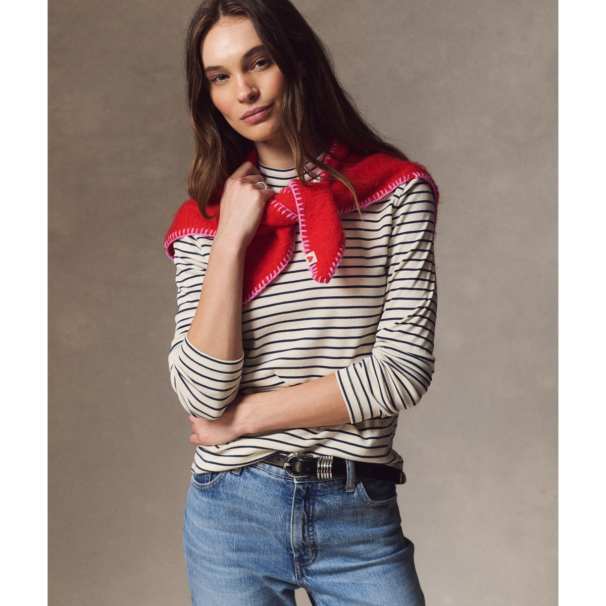 Marine Layer Womens Knit Bandana in Poinsettia - Poinsettia