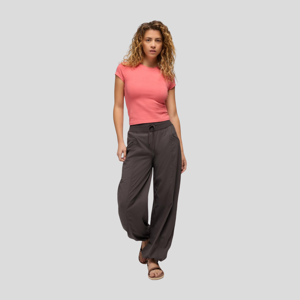 Prana Womens Koen Mid Rise Wide Leg Pant-Basalt